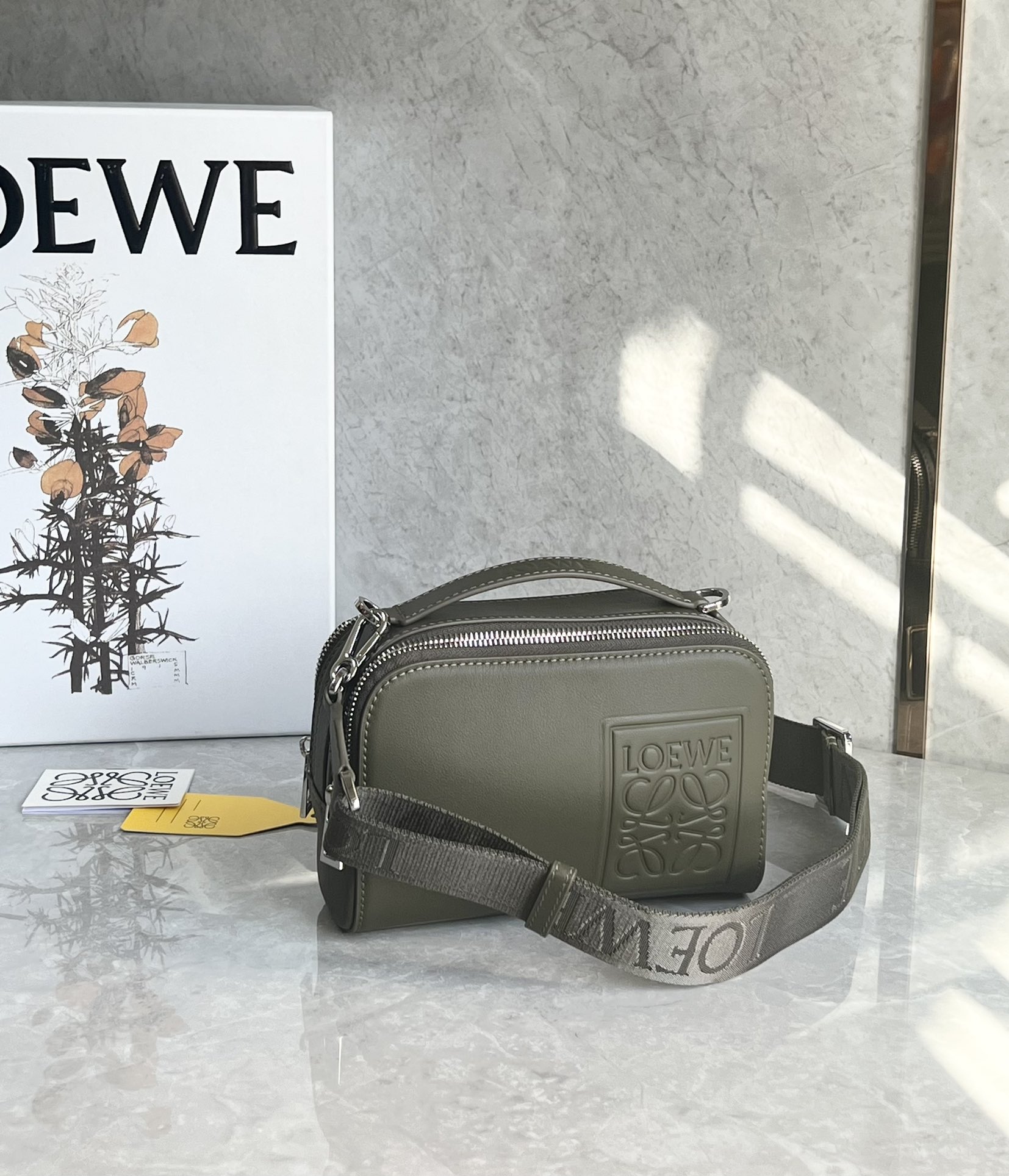 LOEWE Mini Leather Camera Cross-Body Bag |