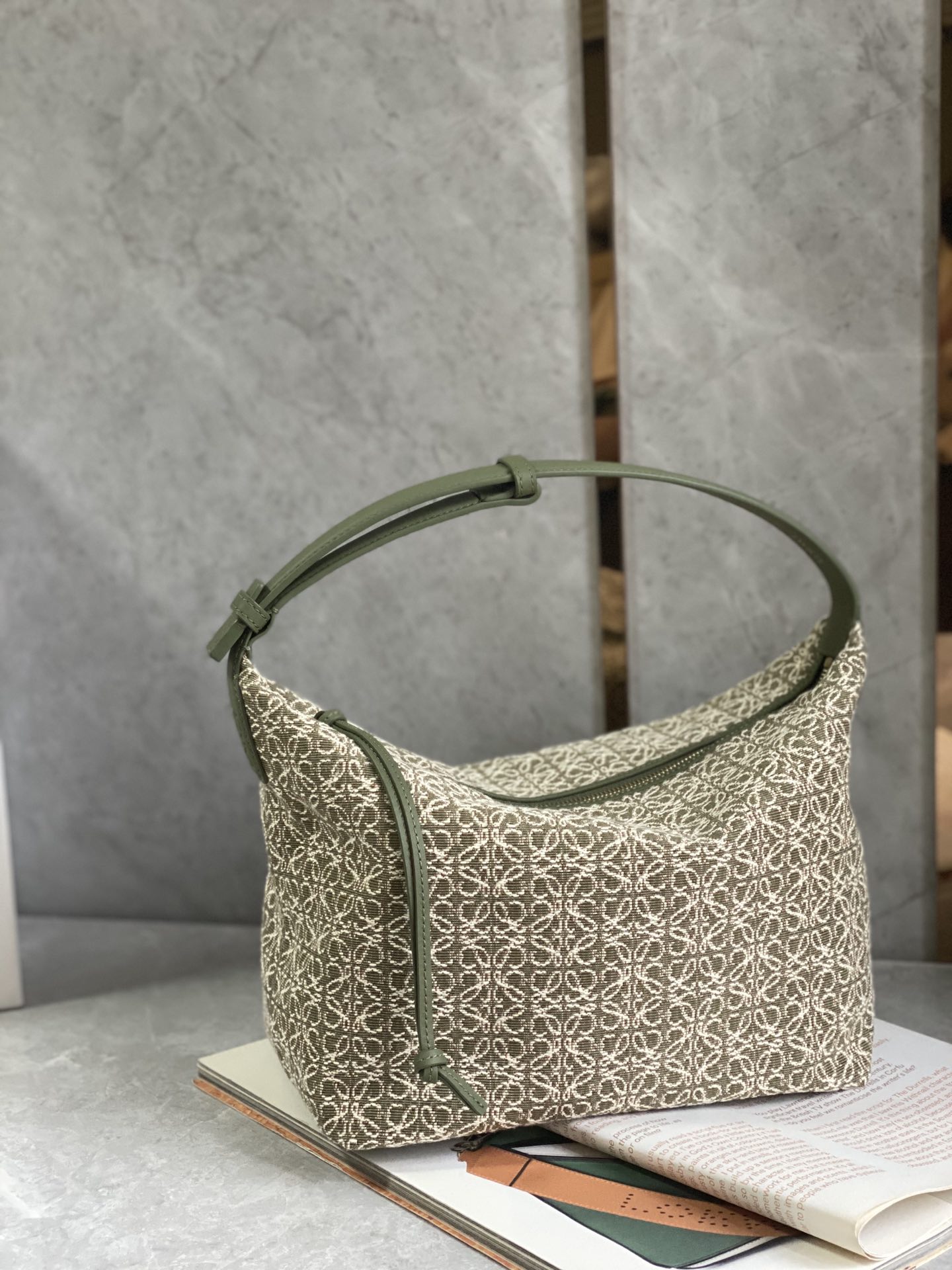 Loewe Small Anagram Cubi Handle Bag – Green Handle