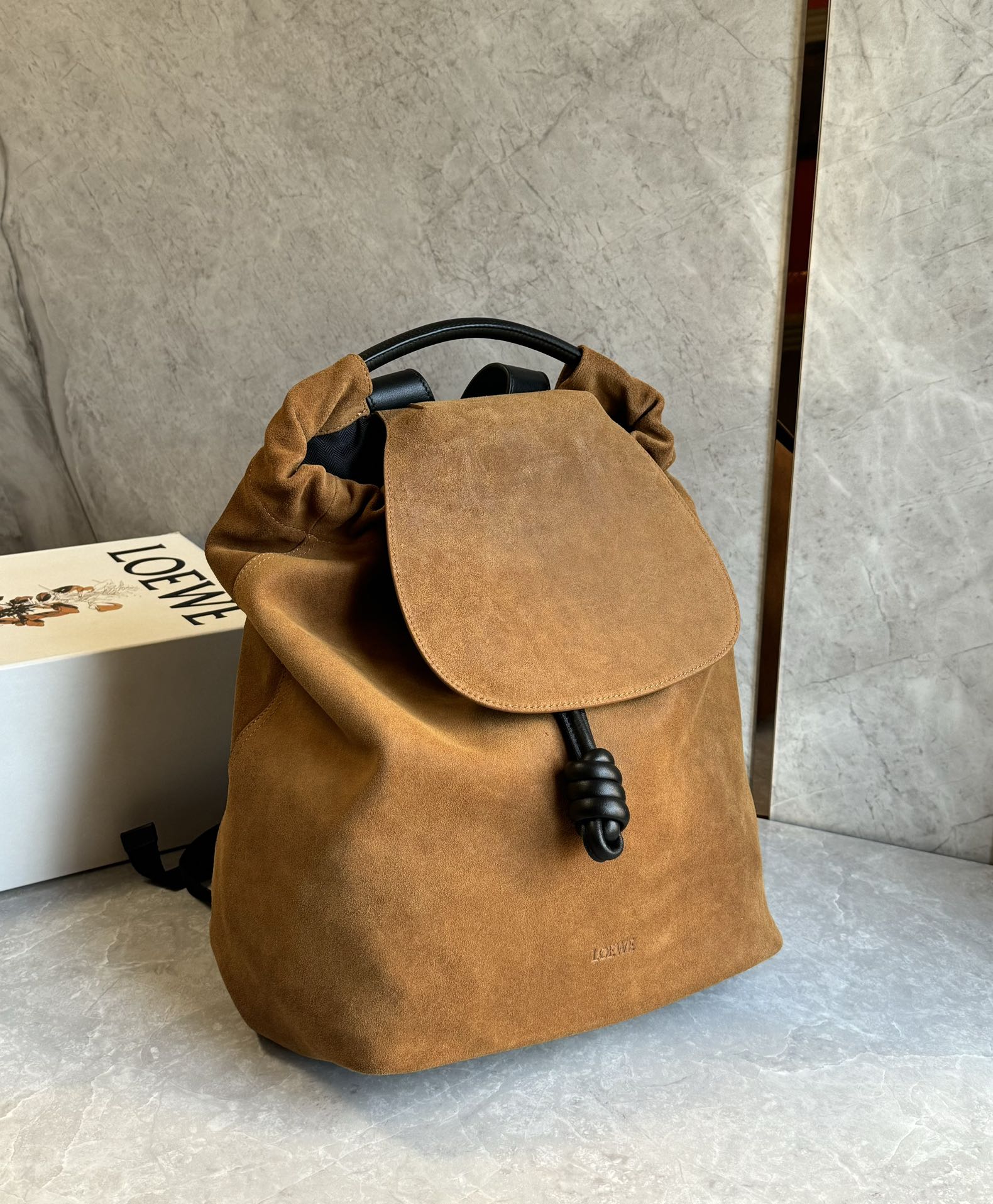 Loewe Flamenco backpack in pressed suede Brown – LOEWE