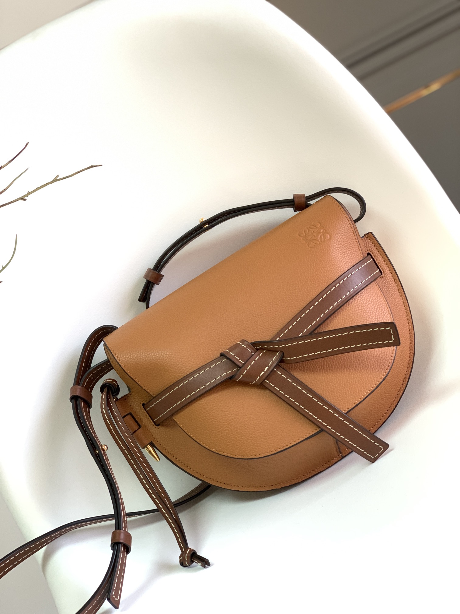 LOEWE Small Leather Gate Cross-Body Bag brown