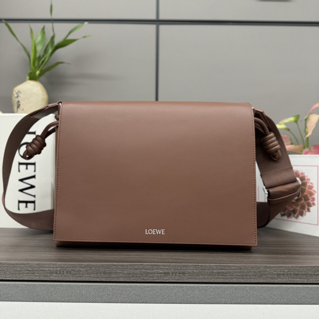 Loewe Brownie Flamenco Foil-print Branding Leather Satchel