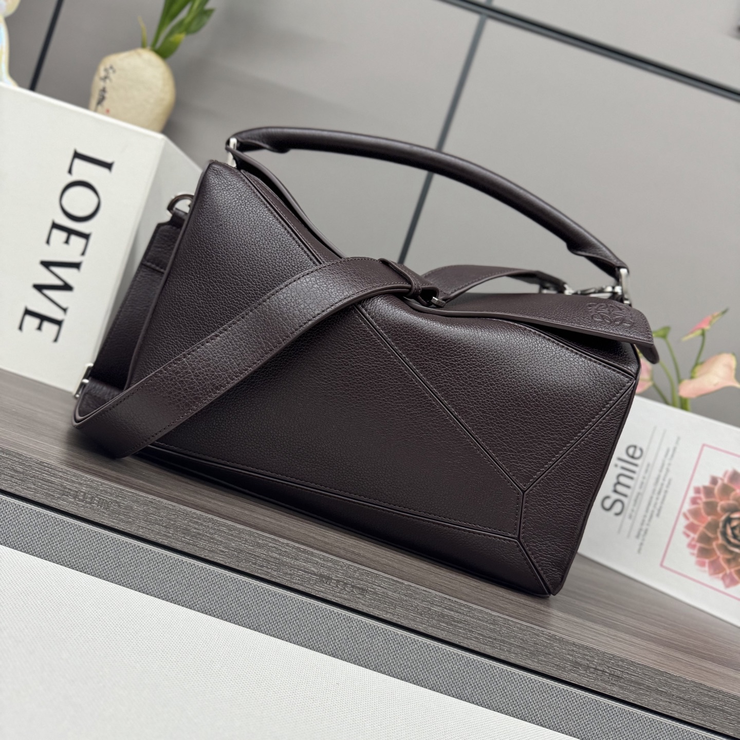 Loewe Mini Puzzle Edge bag in soft grained calfskin Grey – LOEWE