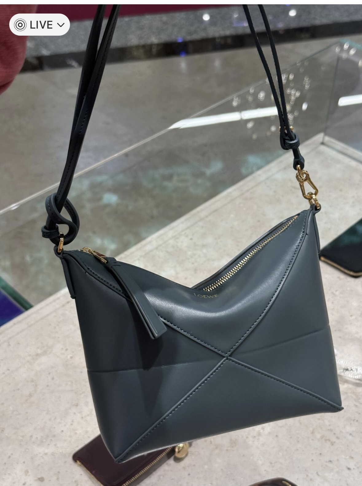 Loewe Puzzle Fold Leather Shoulder Bag In Green | ModeSens