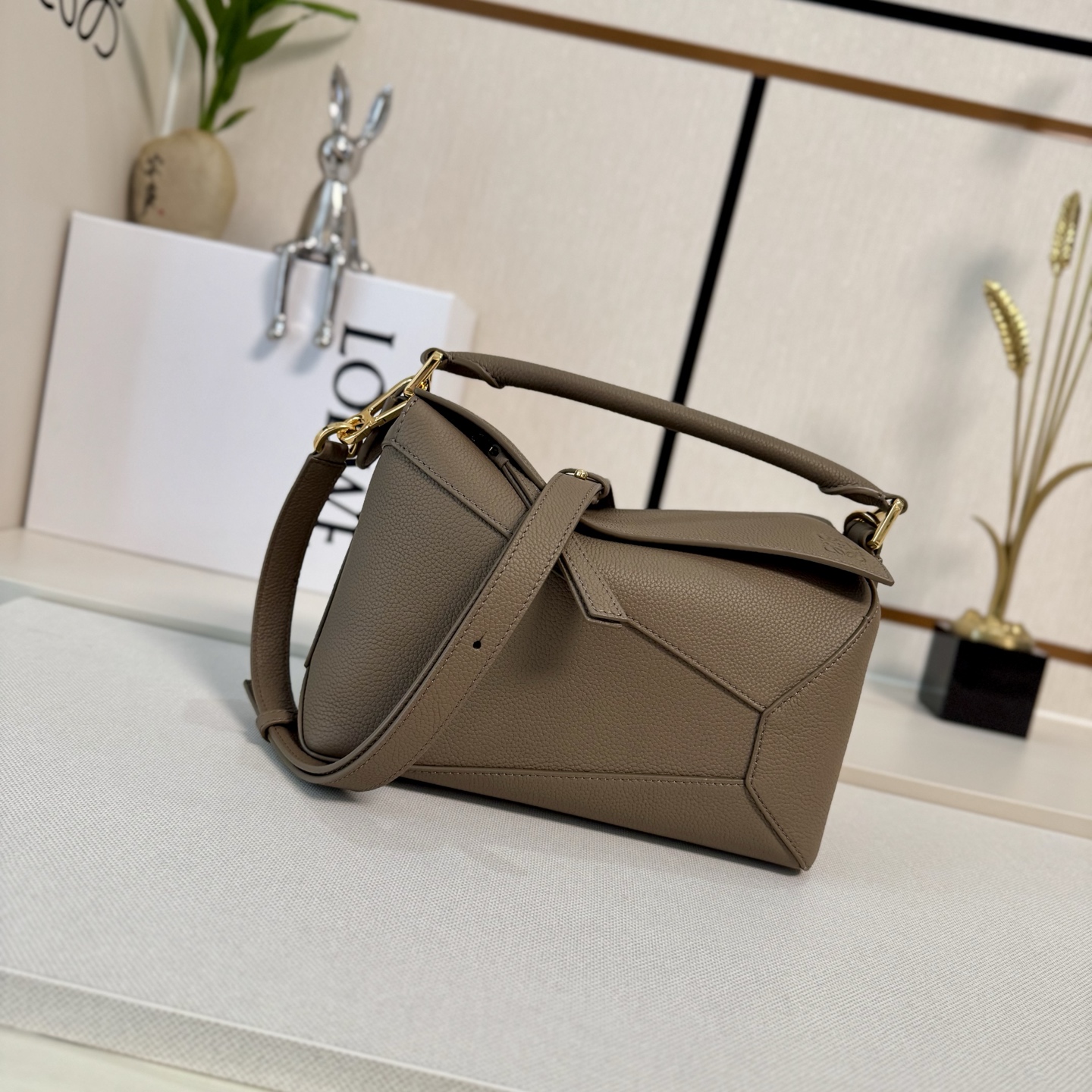 Loewe Small Puzzle Edge bag in classic calfskin brown- LOEWE
