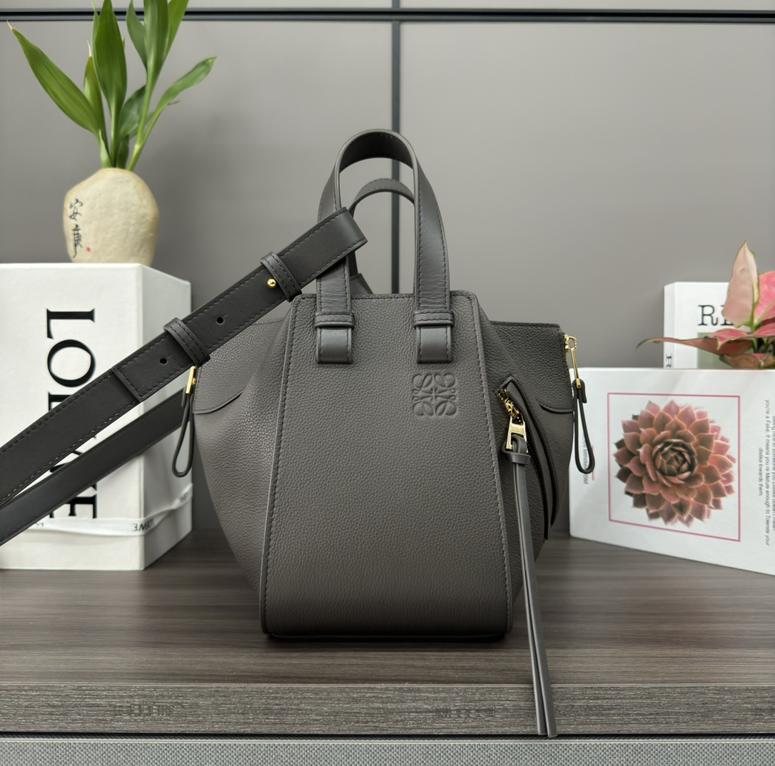 Loewe Compact Hammock bag in soft grained calfskin gray – LOEWE