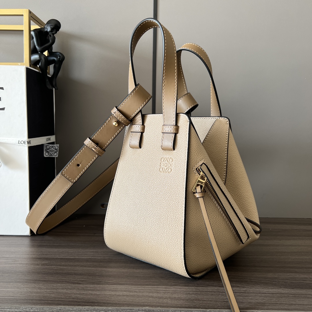 Loewe Compact Hammock bag in soft grained calfskin Beige – LOEWE