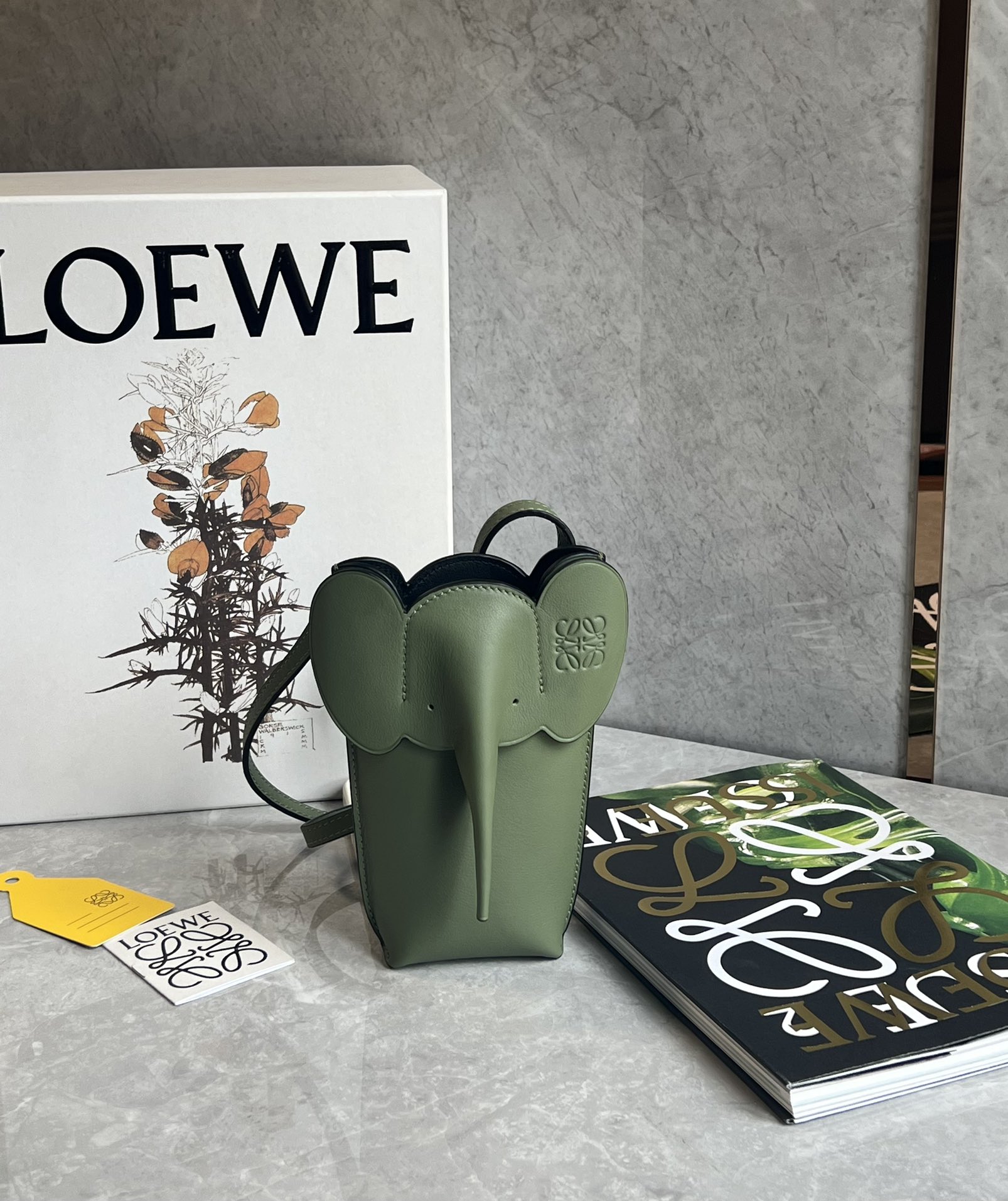 LOEWE Shoulder bag Khaki Elephant pocket From Japan