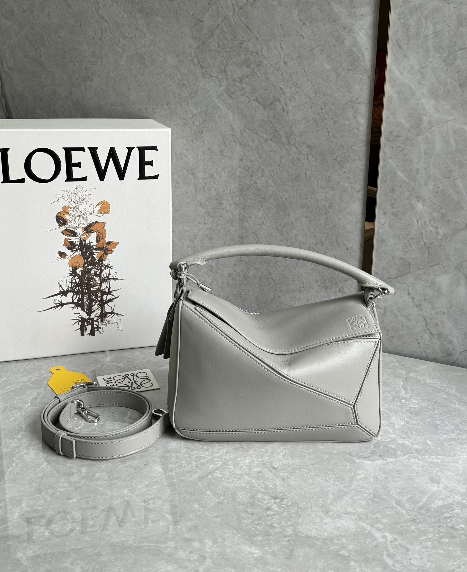 Loewe Small Puzzle Edge bag in soft grained calfskin Grey – LOEWE