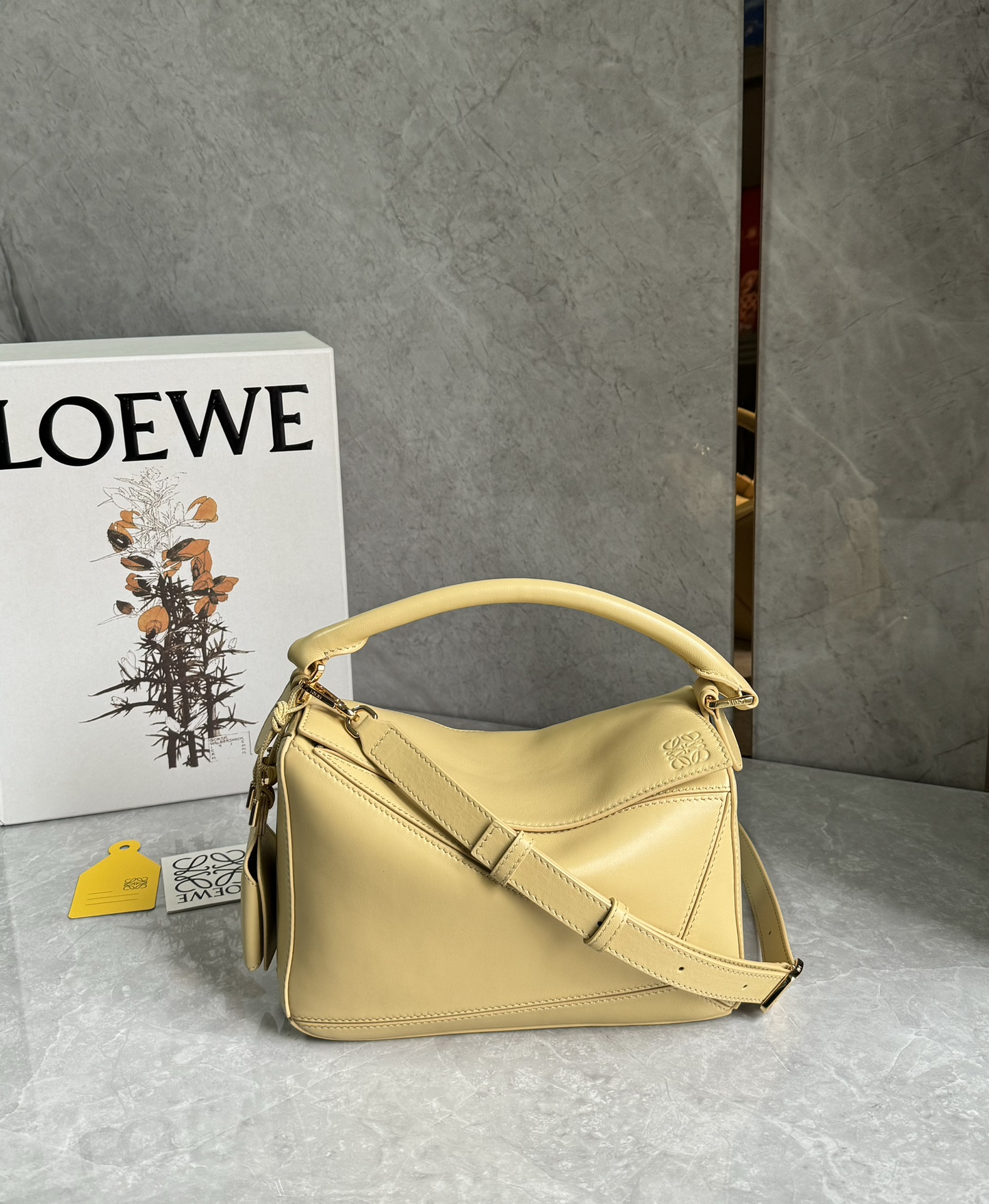 Loewe Small Featherlight Puzzle bag in nappa lambskin Yellow – LOEWE
