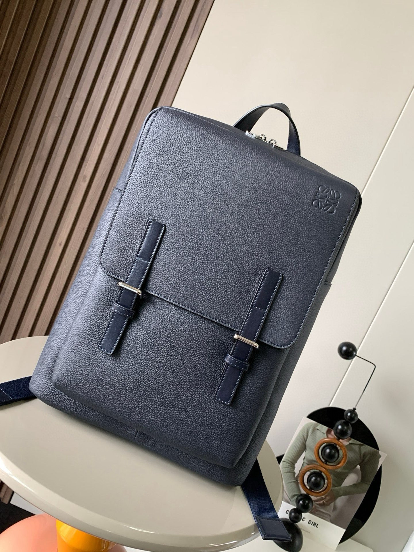 Loewe Military backpack in soft grained calfskin black  – LOEWE