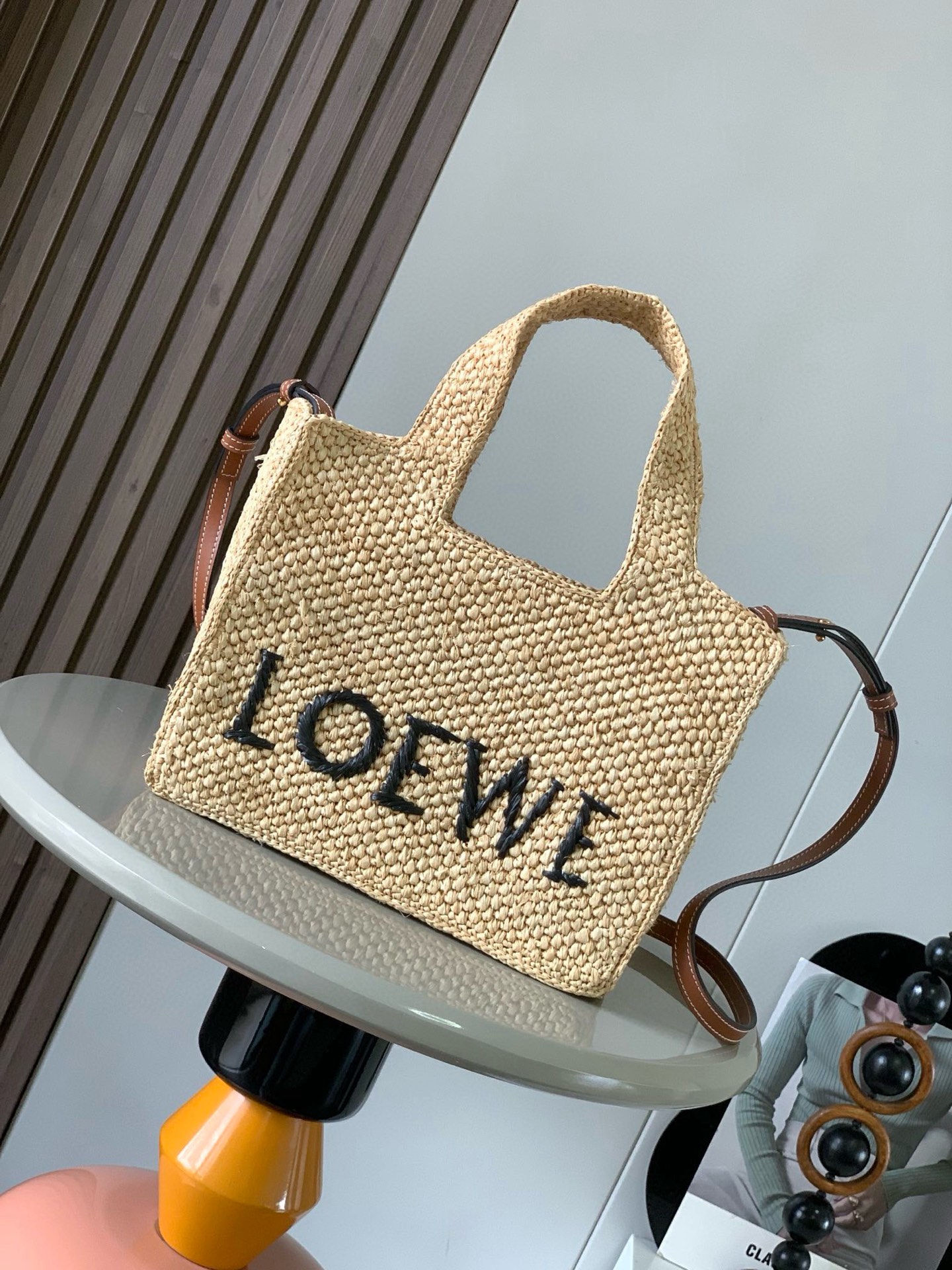 LOEWE Raffia Small Paula’s Ibiza Logo Tote Natural Tan 1418152 LOEWE 01929