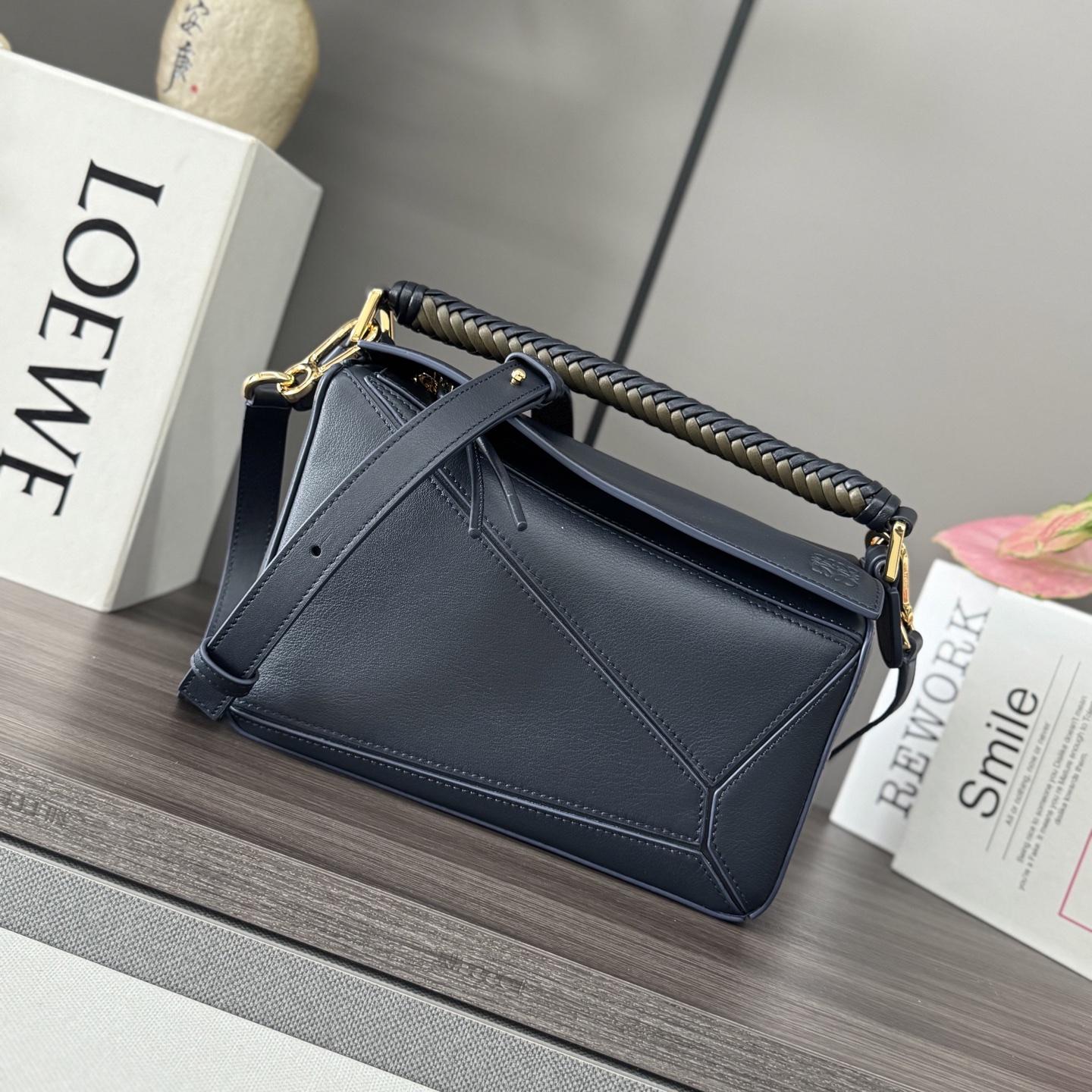 Loewe Mini Puzzle bag in soft grained calfskin Blue – LOEWE