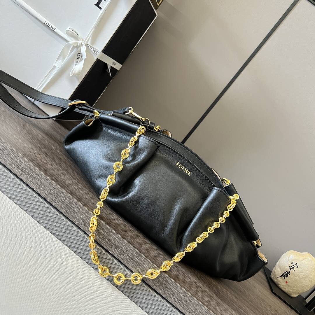 Loewe Paseo Chain Bag Leather Small Black 2174311