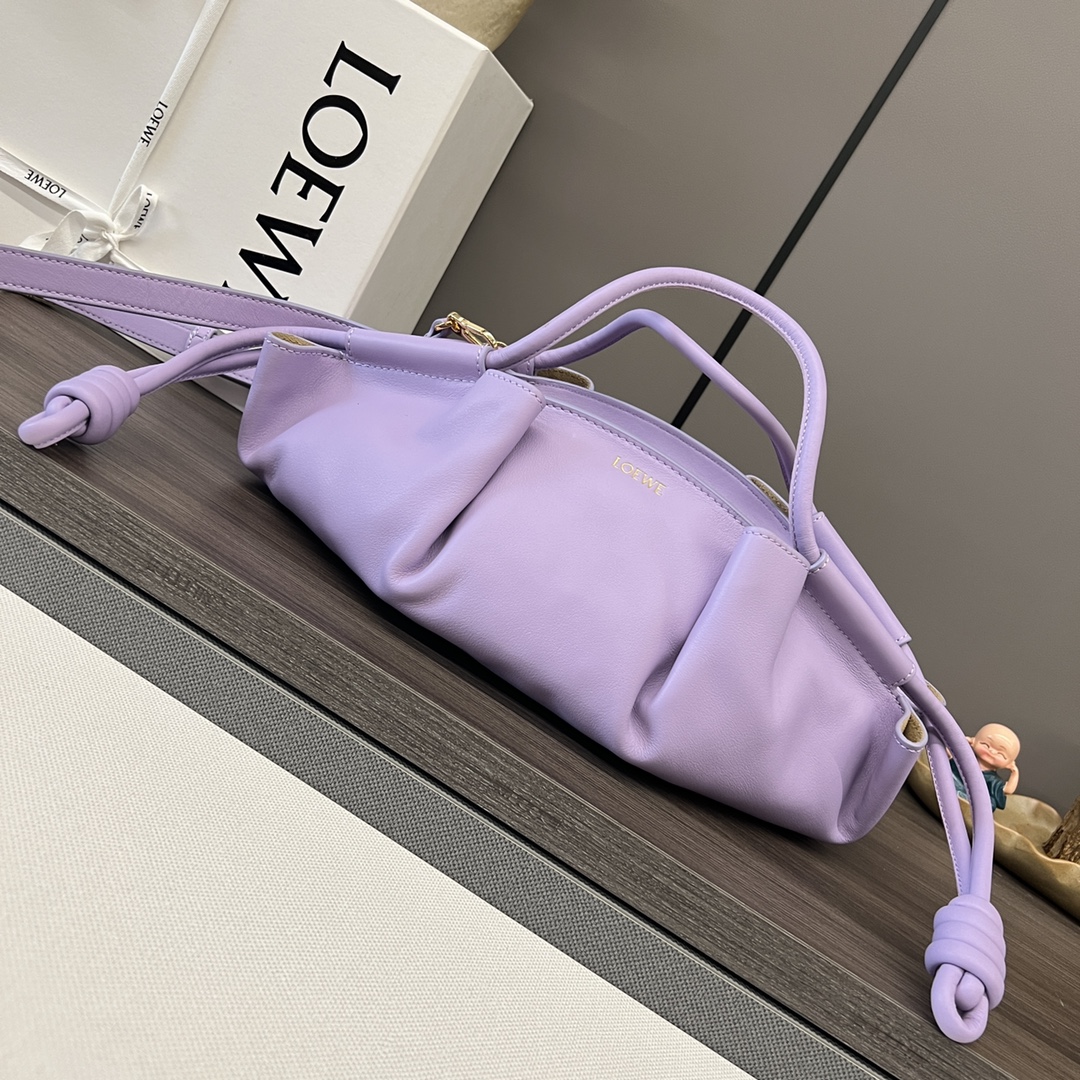 Loewe Small Paseo Bag in Purple  LOEWE Shiny Nappa Calfskin Paseo Bag Light Mauve