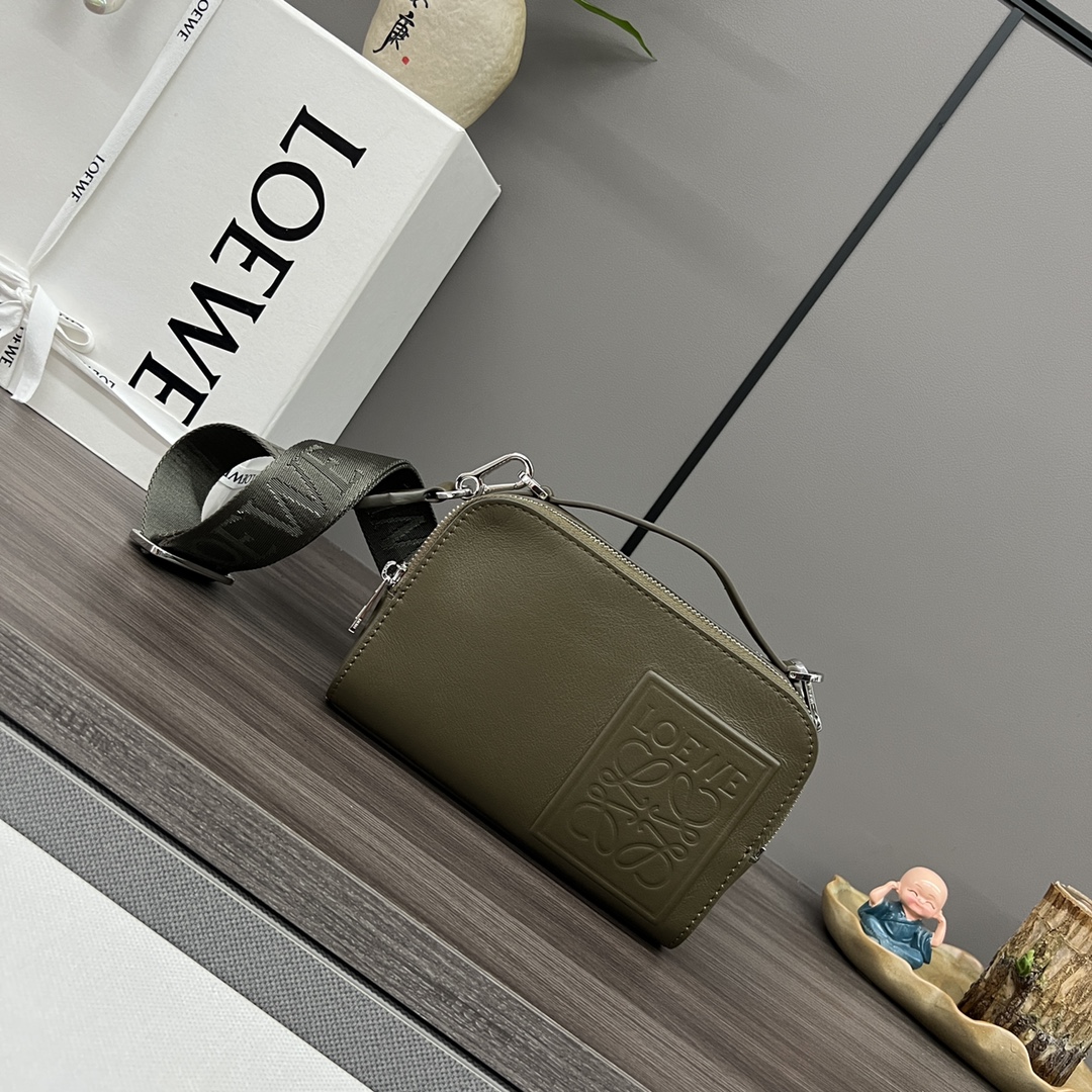 LOEWE Mini Leather Camera Cross-Body Bag green