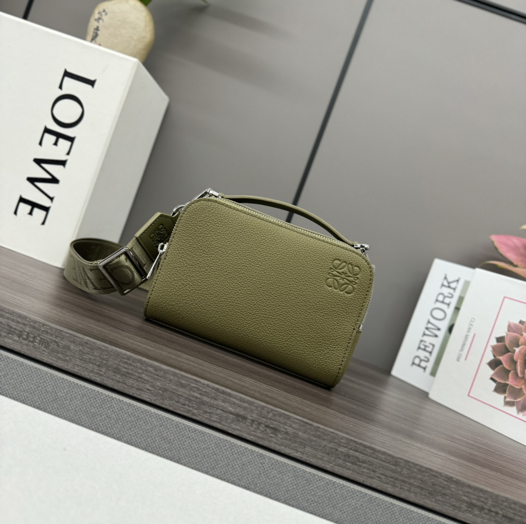 Loewe Mini crossbody camera bag in soft grained calfskin Green
