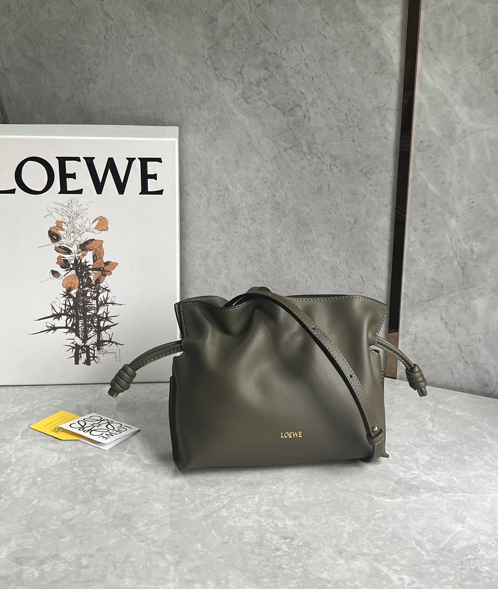 Loewe Mini Flamenco clutch in nappa calfskin Dark Khaki – LOEWE