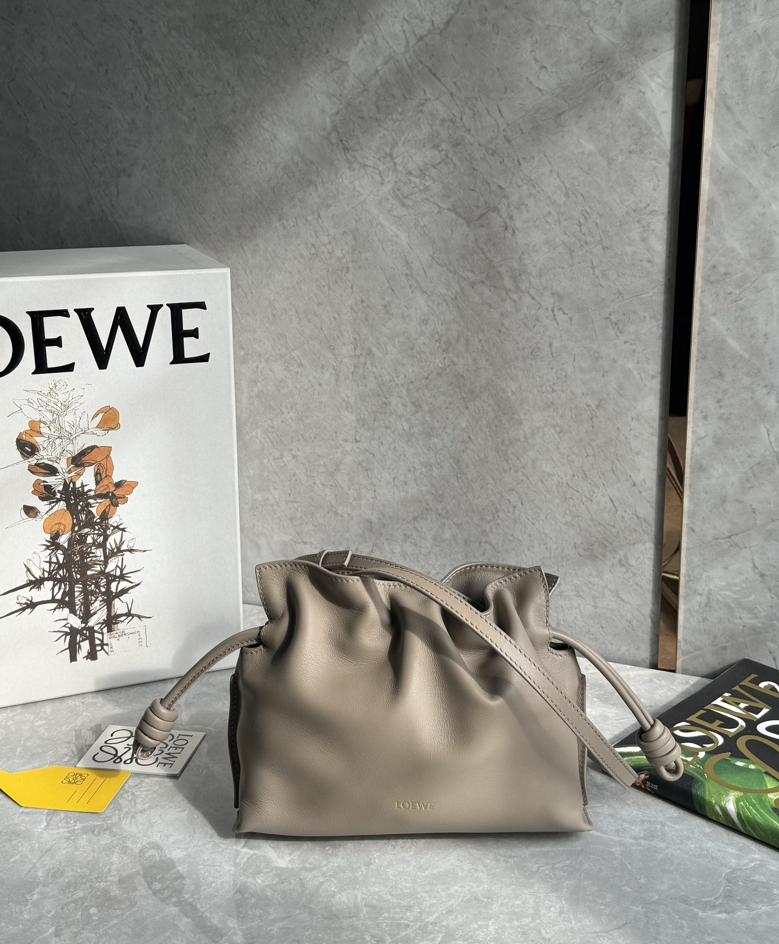 LOEWE Flamenco Purse shoulder bag gold beige leath
