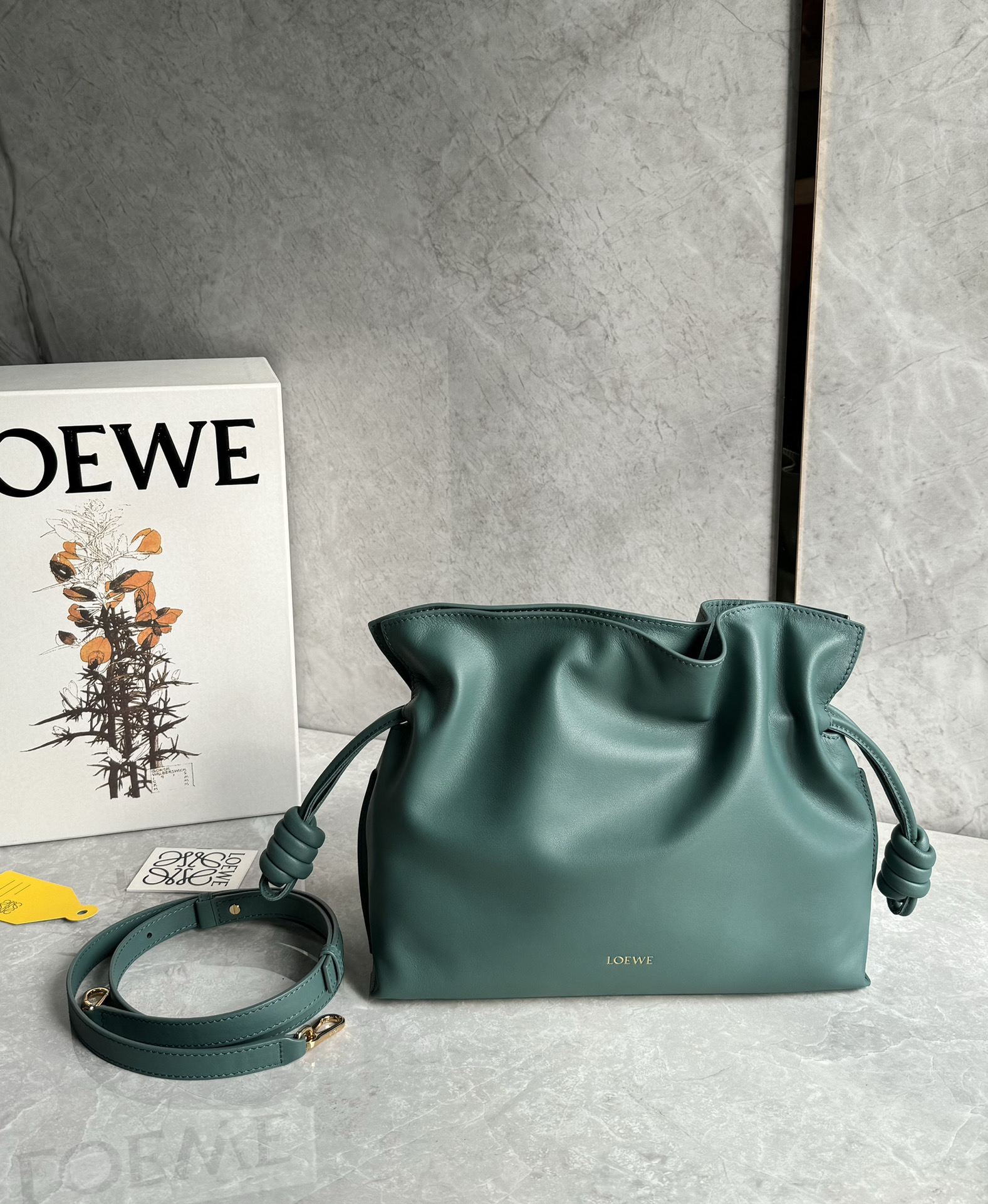 Loewe Mini Flamenco clutch in nappa calfskin Green – LOEWE