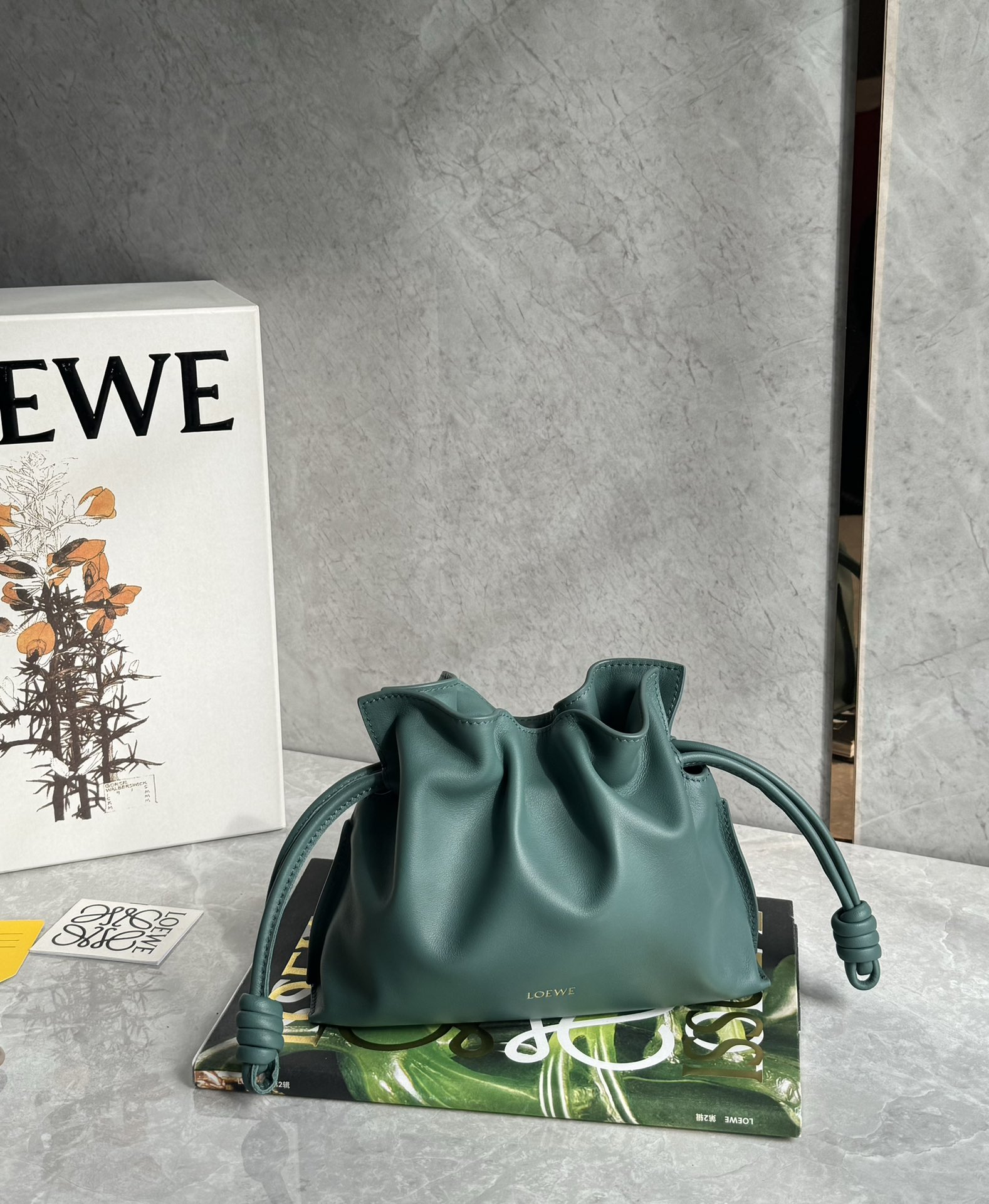 Loewe Flamenco logo tote in nappa calfskin Green – LOEWE