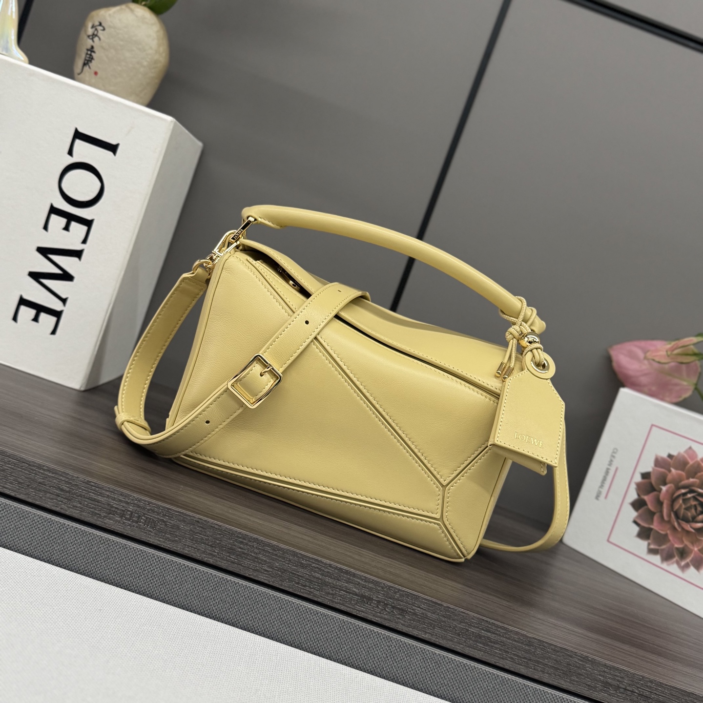 Loewe Small Featherlight Puzzle bag in nappa lambskin Yellow – LOEWE