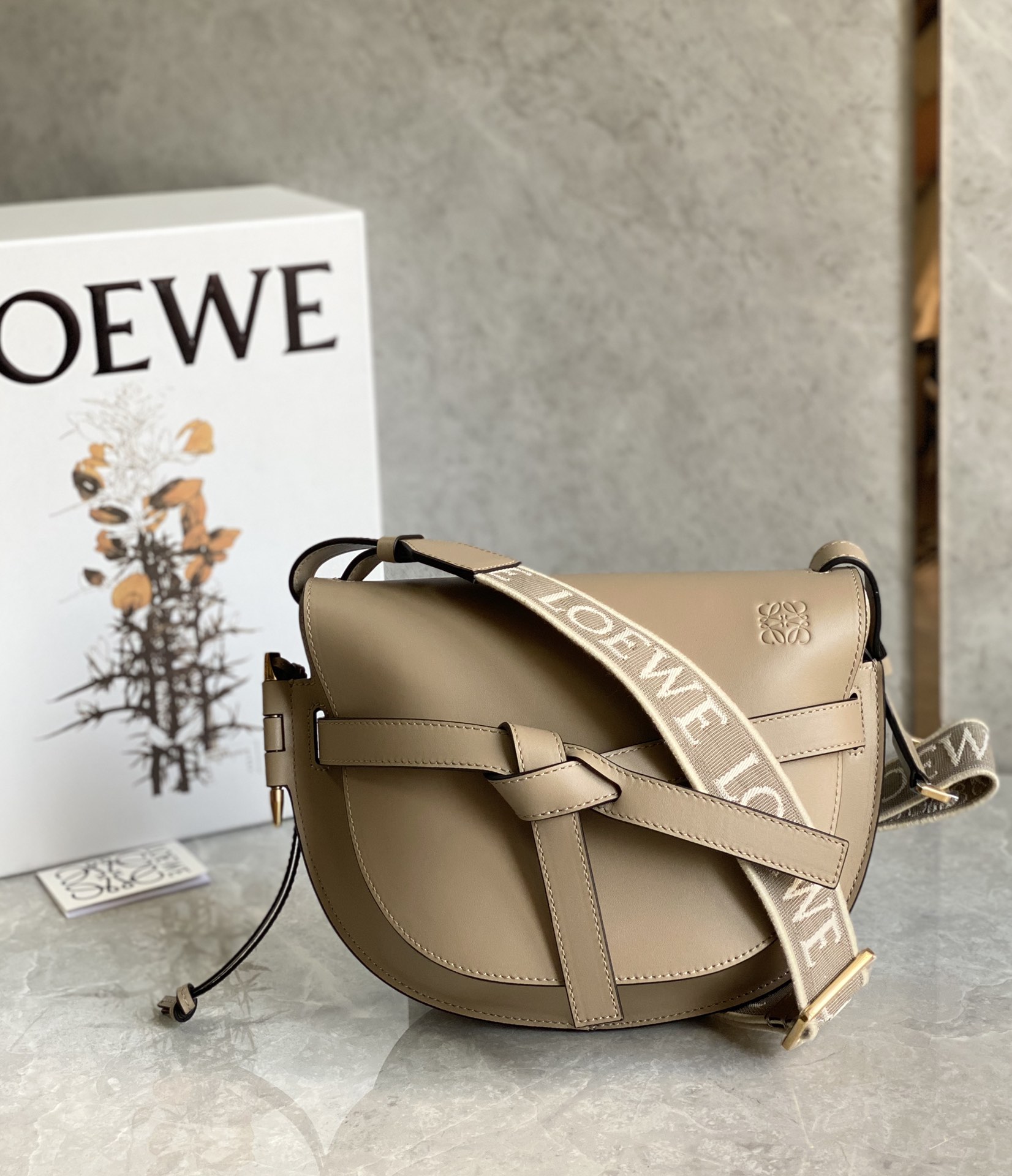 LOEWE Calfskin Jacquard Mini Gate Dual Bag Sand 1314217 |