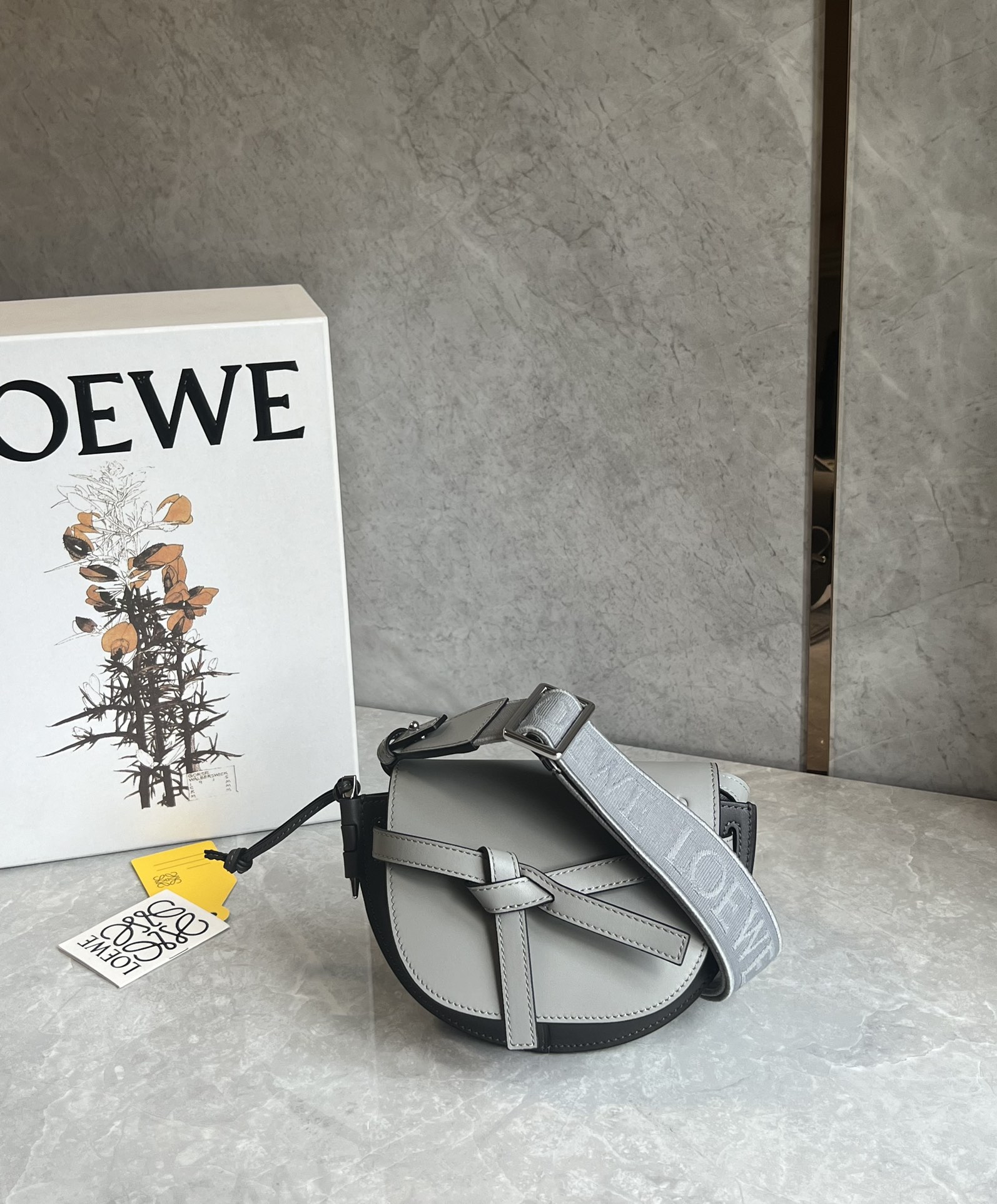 LOEWE Calfskin Jacquard Mini Gate Dual Bag Ash Grey