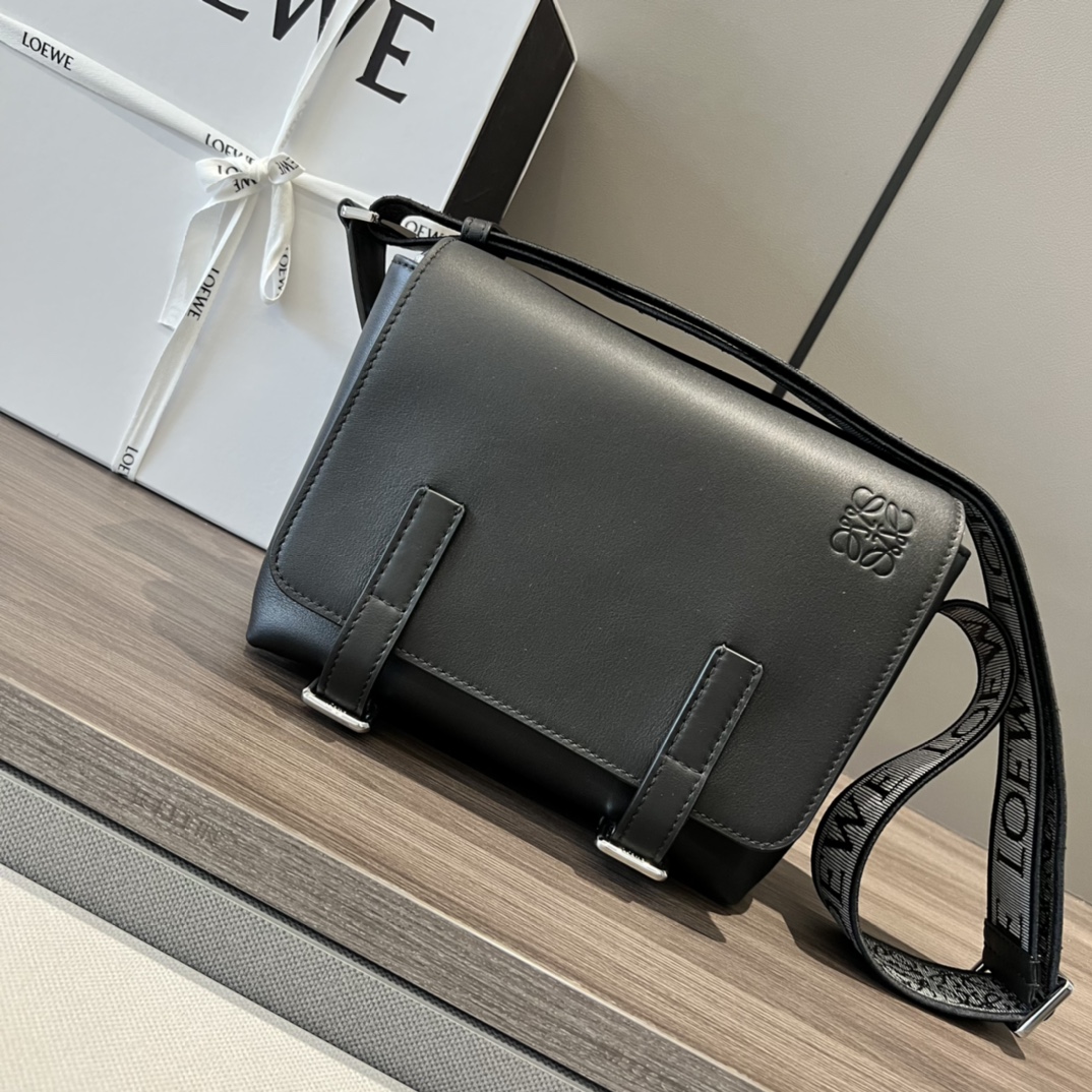 LOEWE XS Military Messenger Bag | Black | Smooth Calfskin