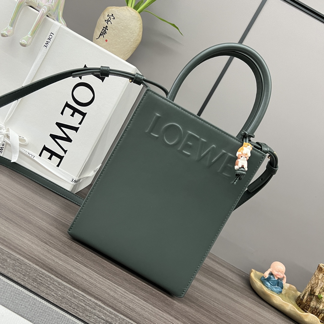 Loewe A5 2Way Bag Shoulder Handbag Leather Khaki Ob215