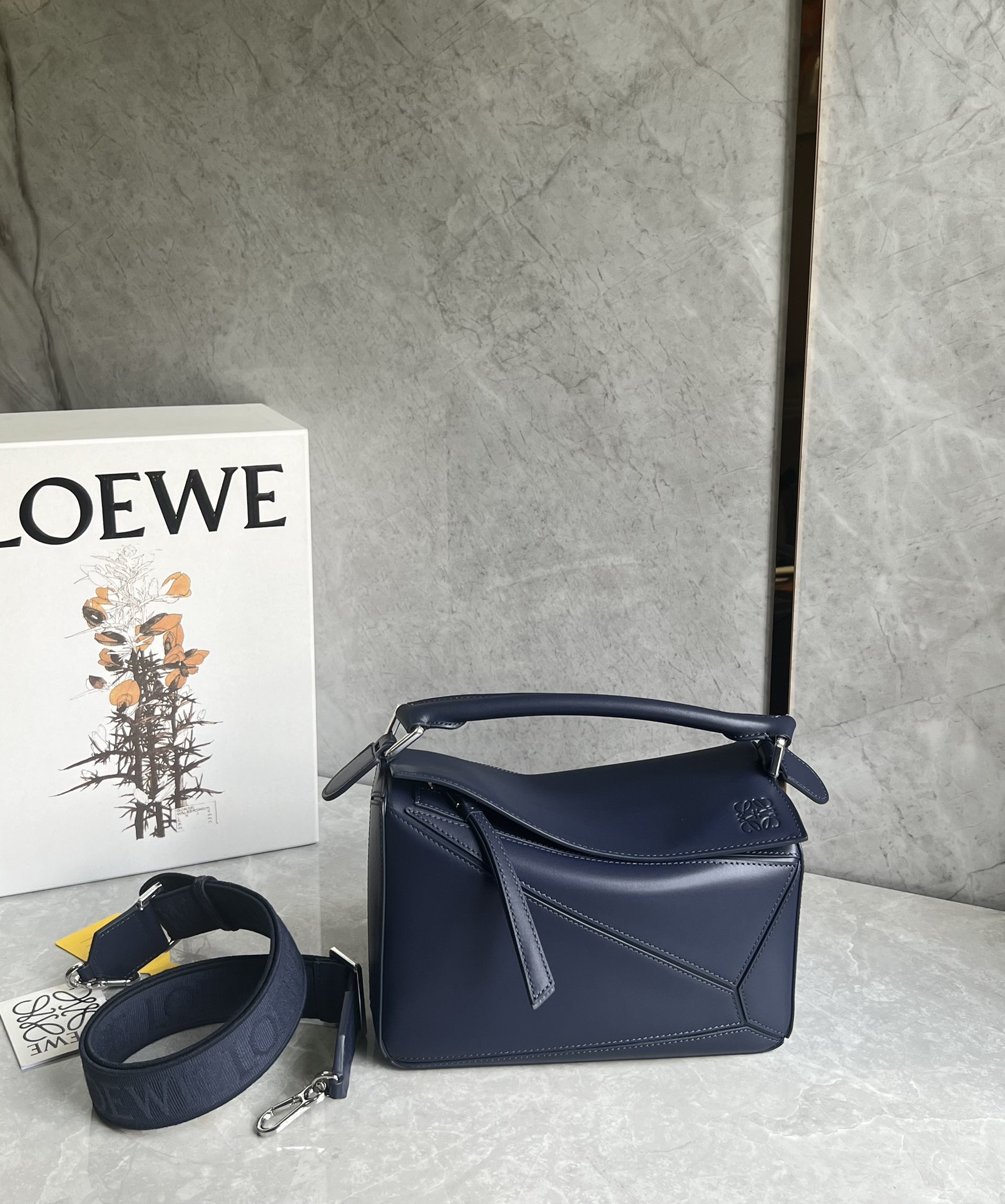 Loewe Mini Puzzle bag in soft grained calfskin Blue – LOEWE