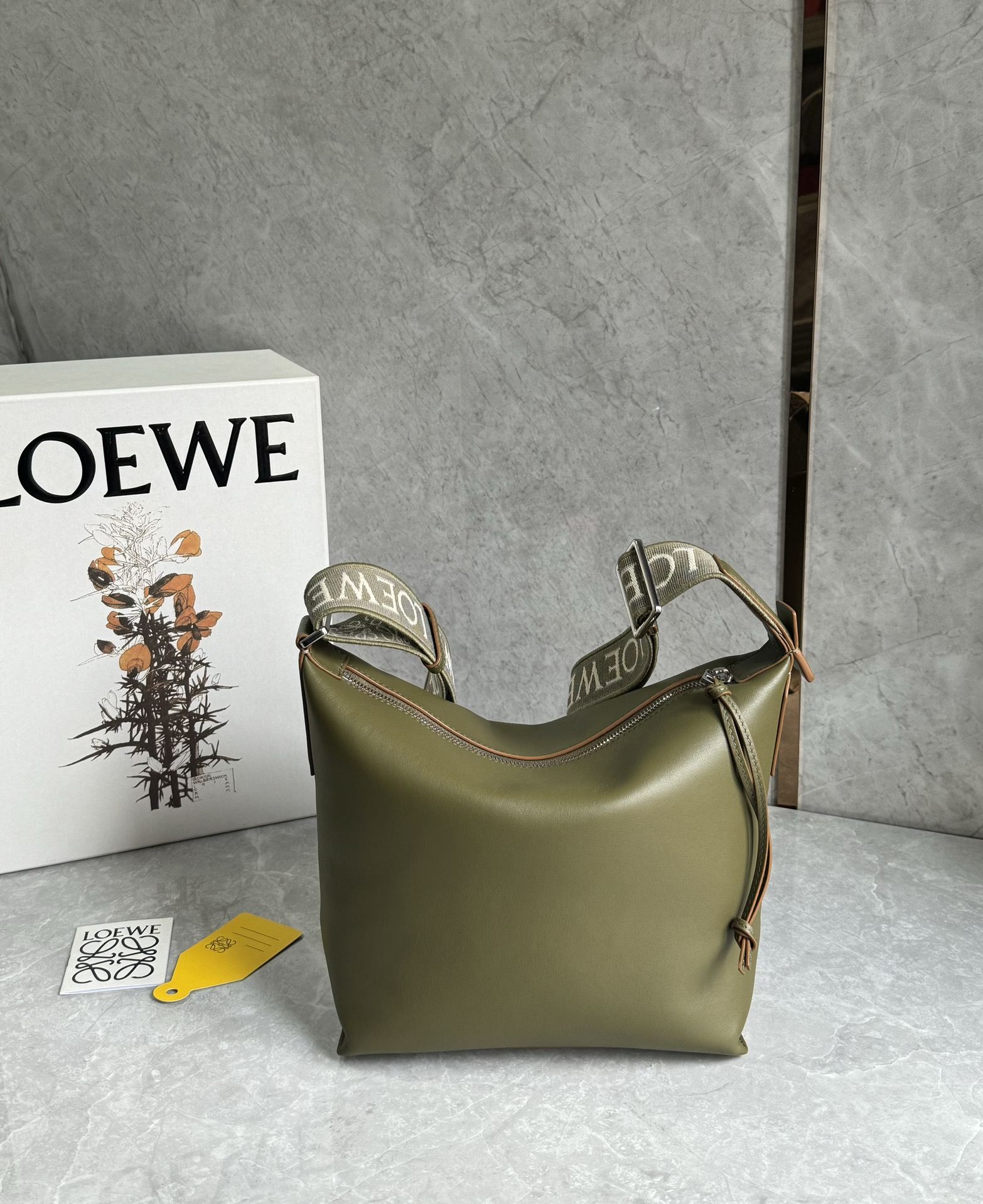 Loewe Small Cubi crossbody bag in supple smooth calfskin and green