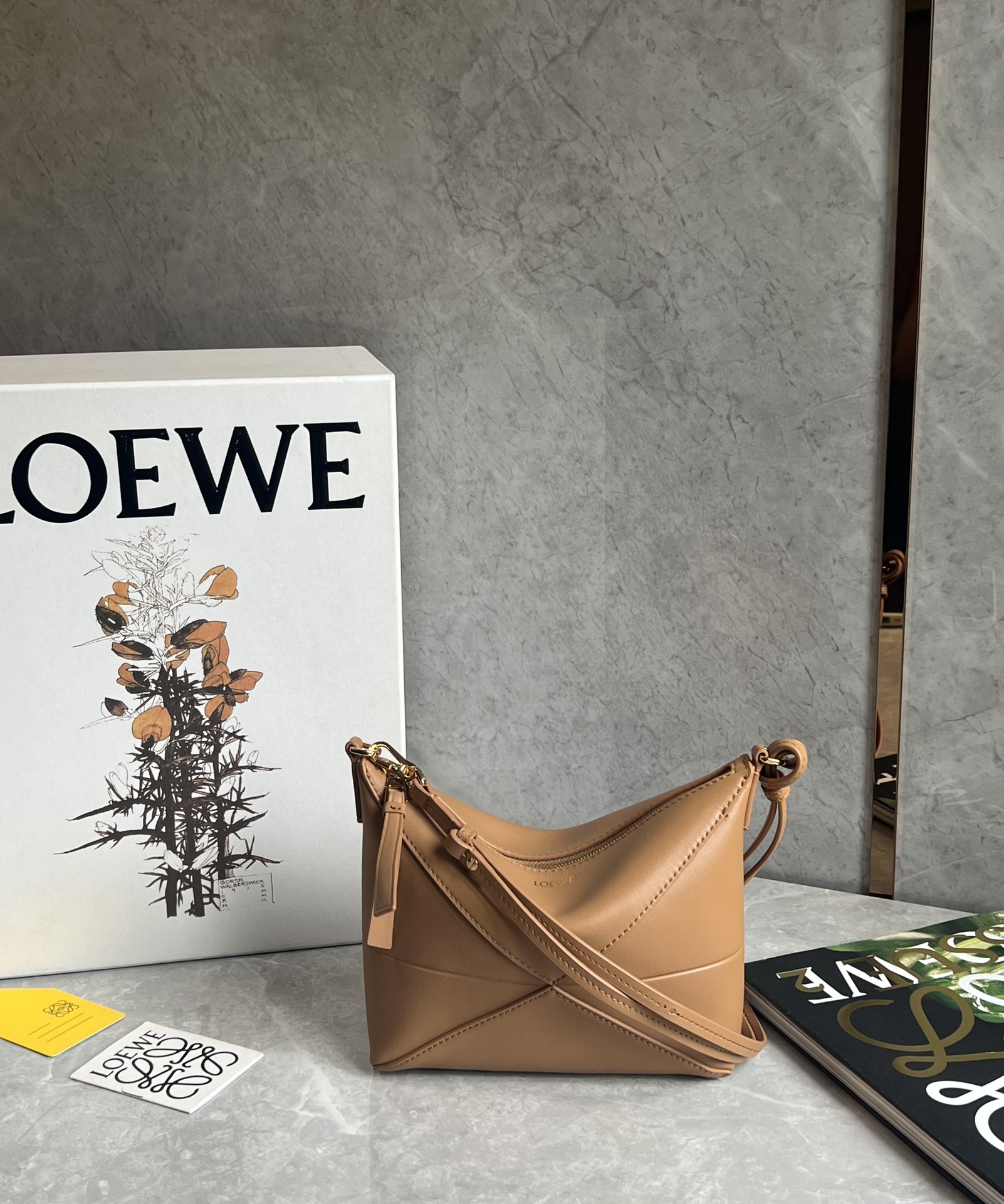Loewe x Paula’s Ibiza Ola Small Shoulder Bag in Raffia and Leather