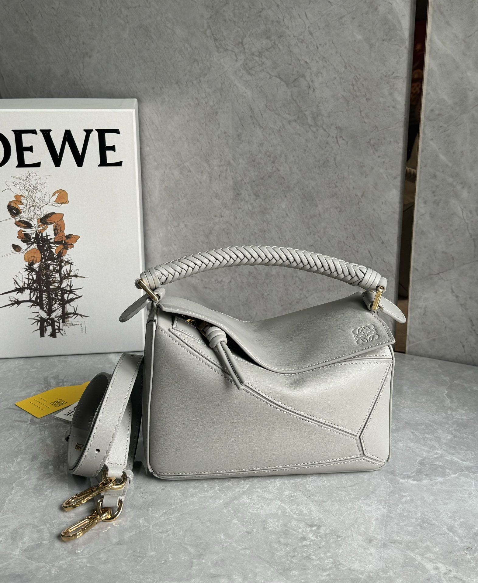 Loewe Small Puzzle Bag Light Grey Calfskin –