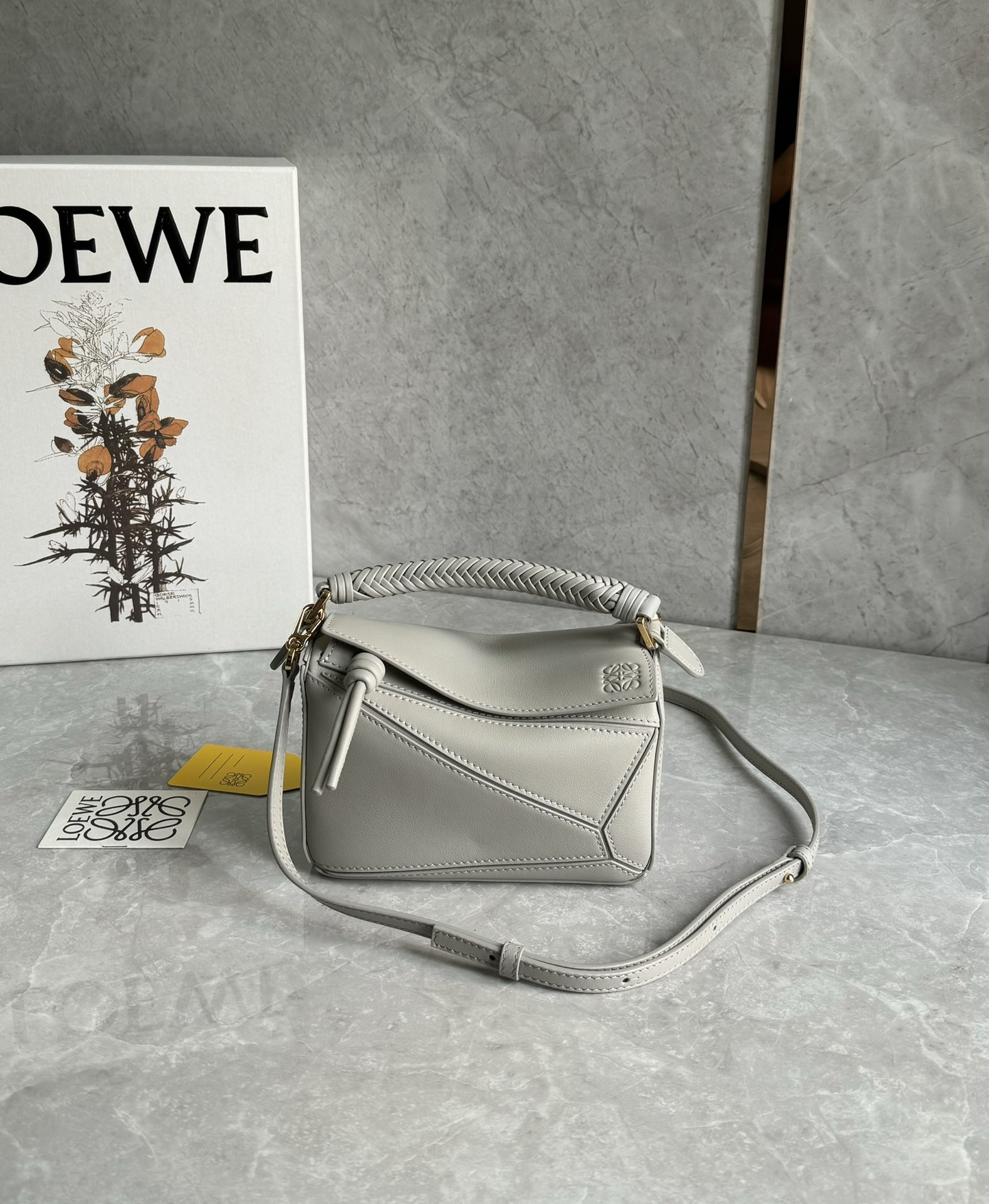 Loewe Puzzle Mini Woven-Handle Cross-Body Bag – Shell