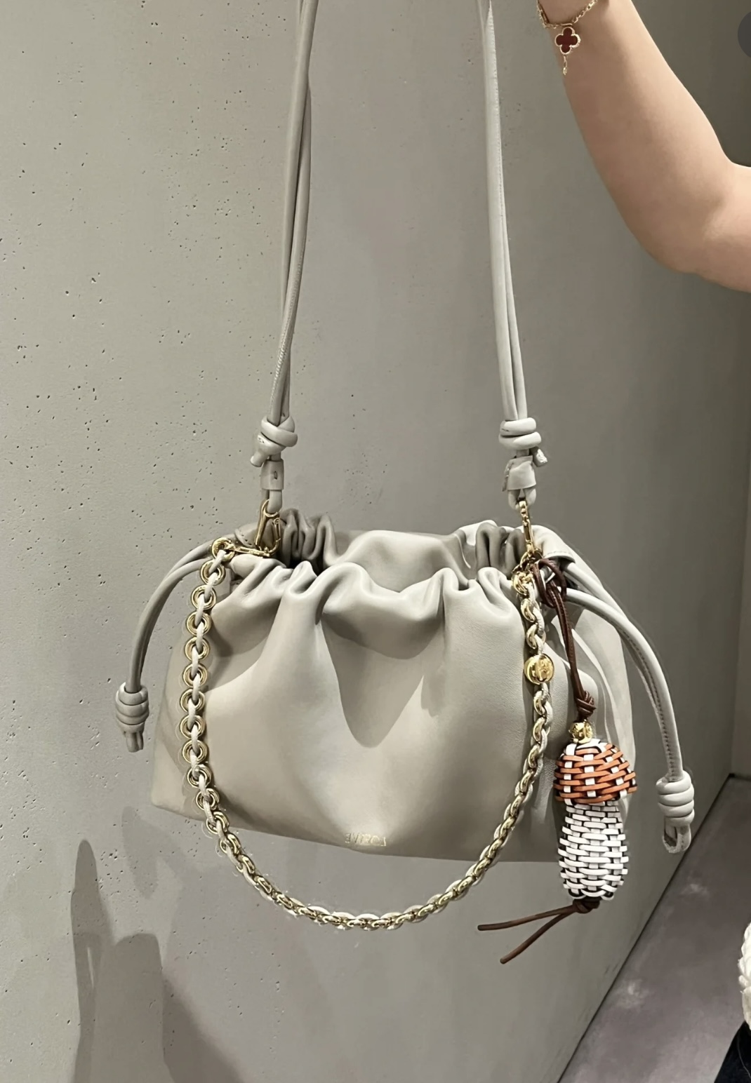 Loewe Medium Flamenco purse in mellow nappa lambskin Grey