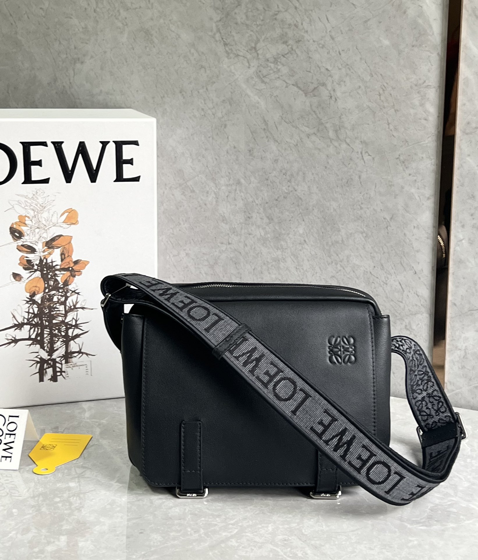 Loewe XS Military messenger bag in supple smooth calfskin and