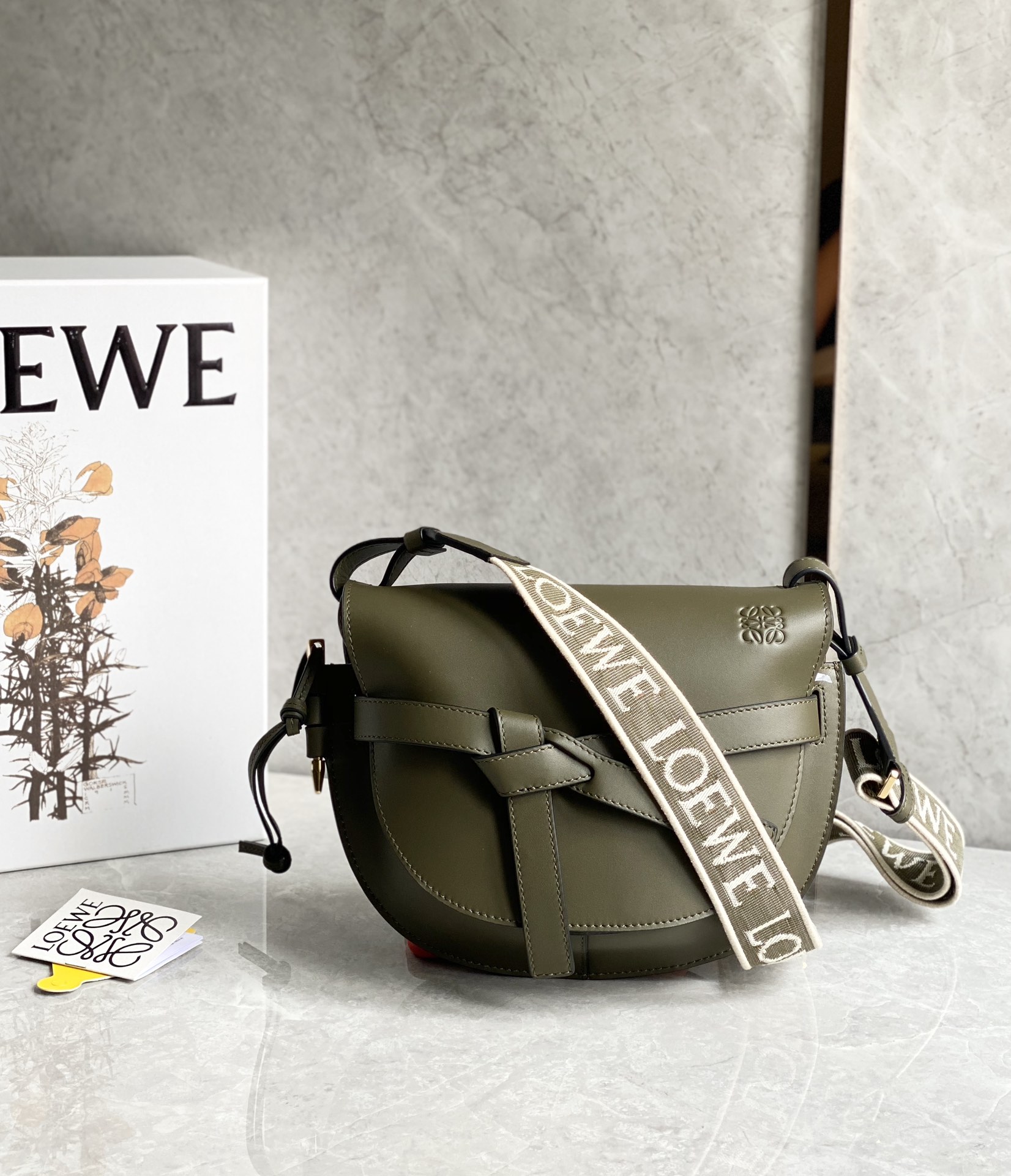 LOEWE Mini Gate Dual Shoulder Bag Autumn Green Calfskin