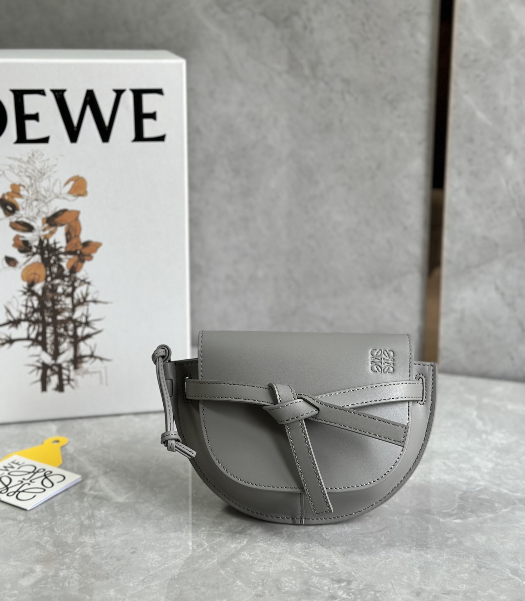 LOEWE Calfskin Jacquard Mini Gate Dual Bag Ash Grey 16815