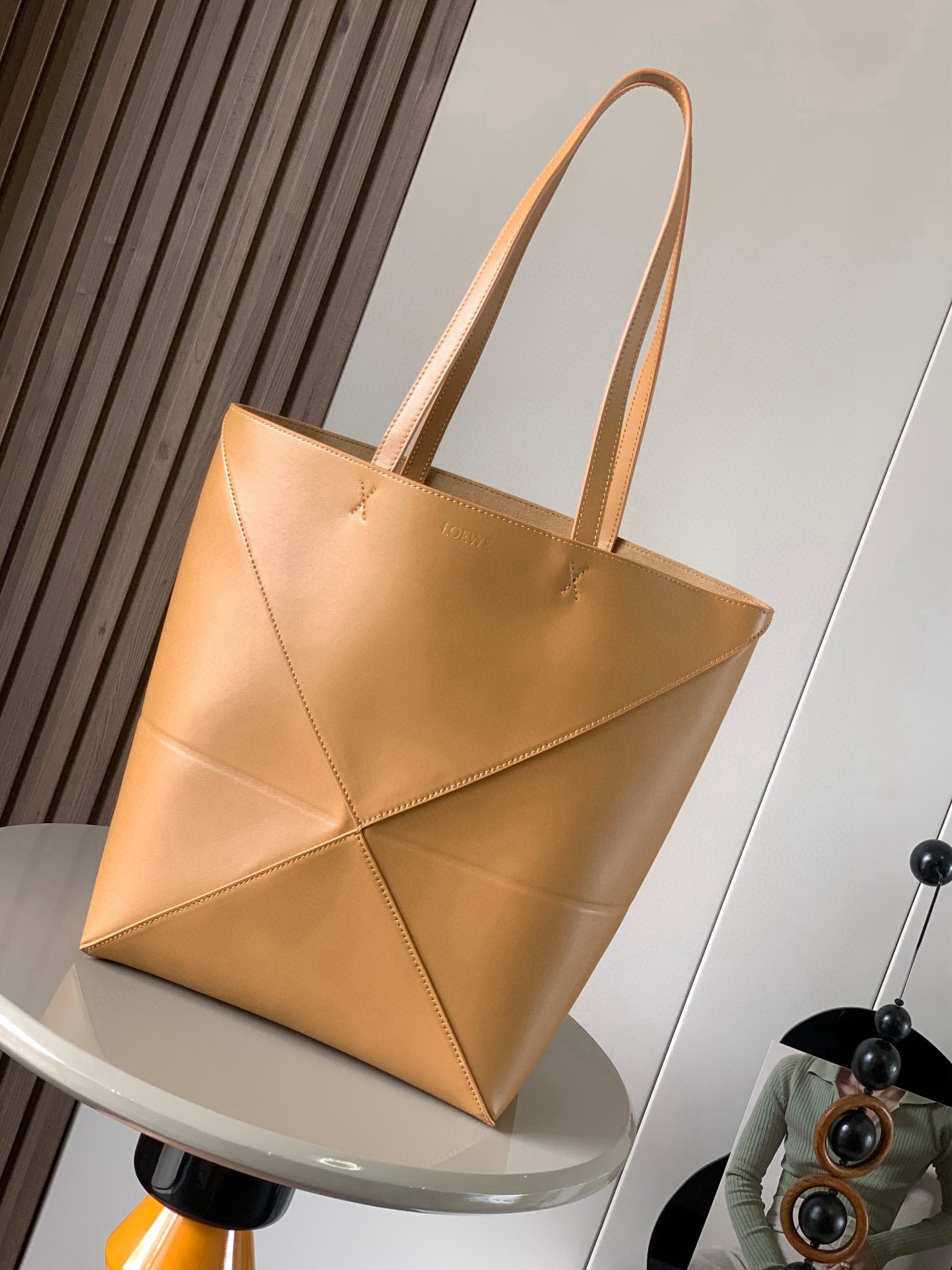 LOEWE Puzzle Fold X Warm Desert Shiny Leather Tot
