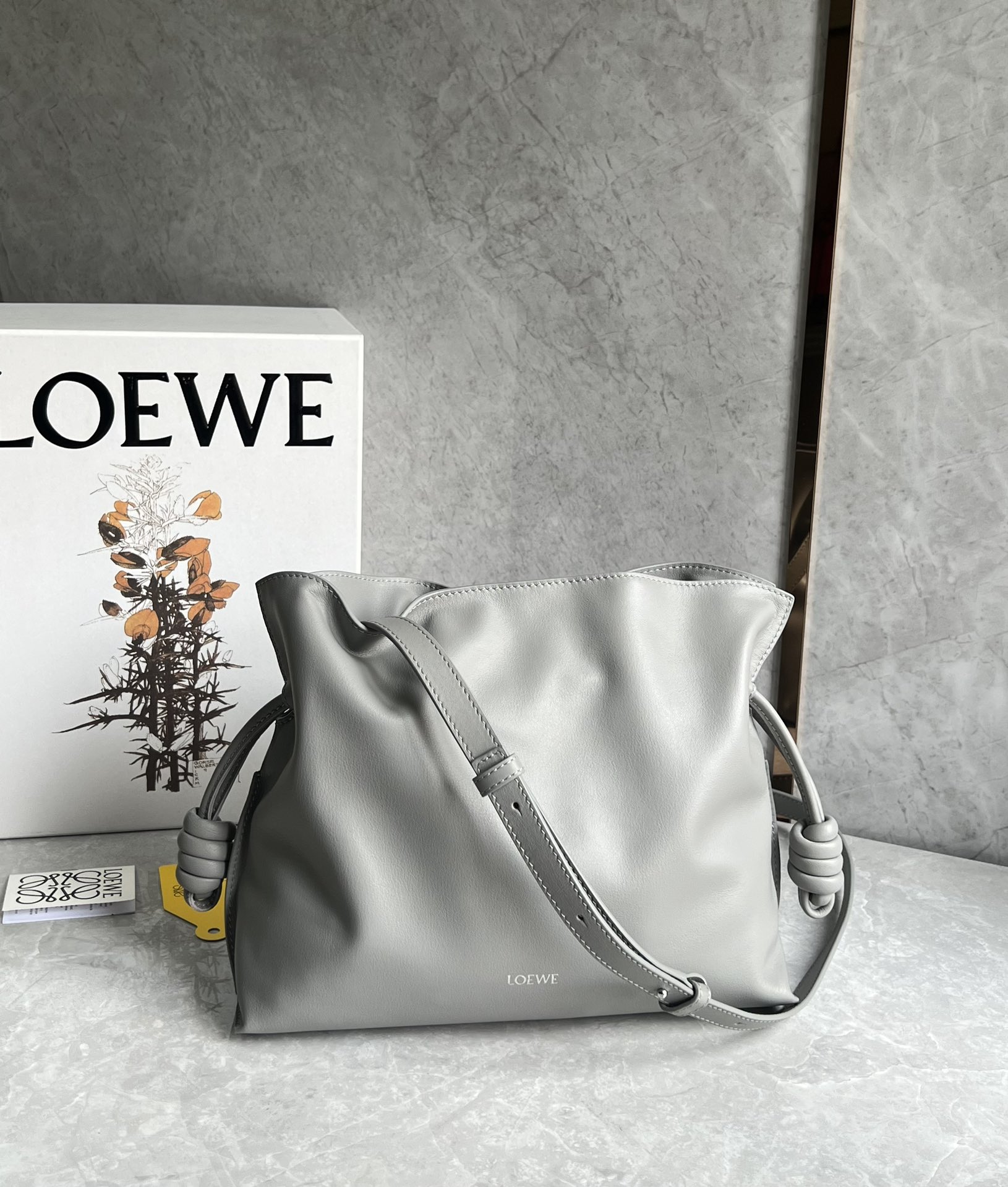 Loewe Large Flamenco clutch in nappa calfskin Grey – LOEWE