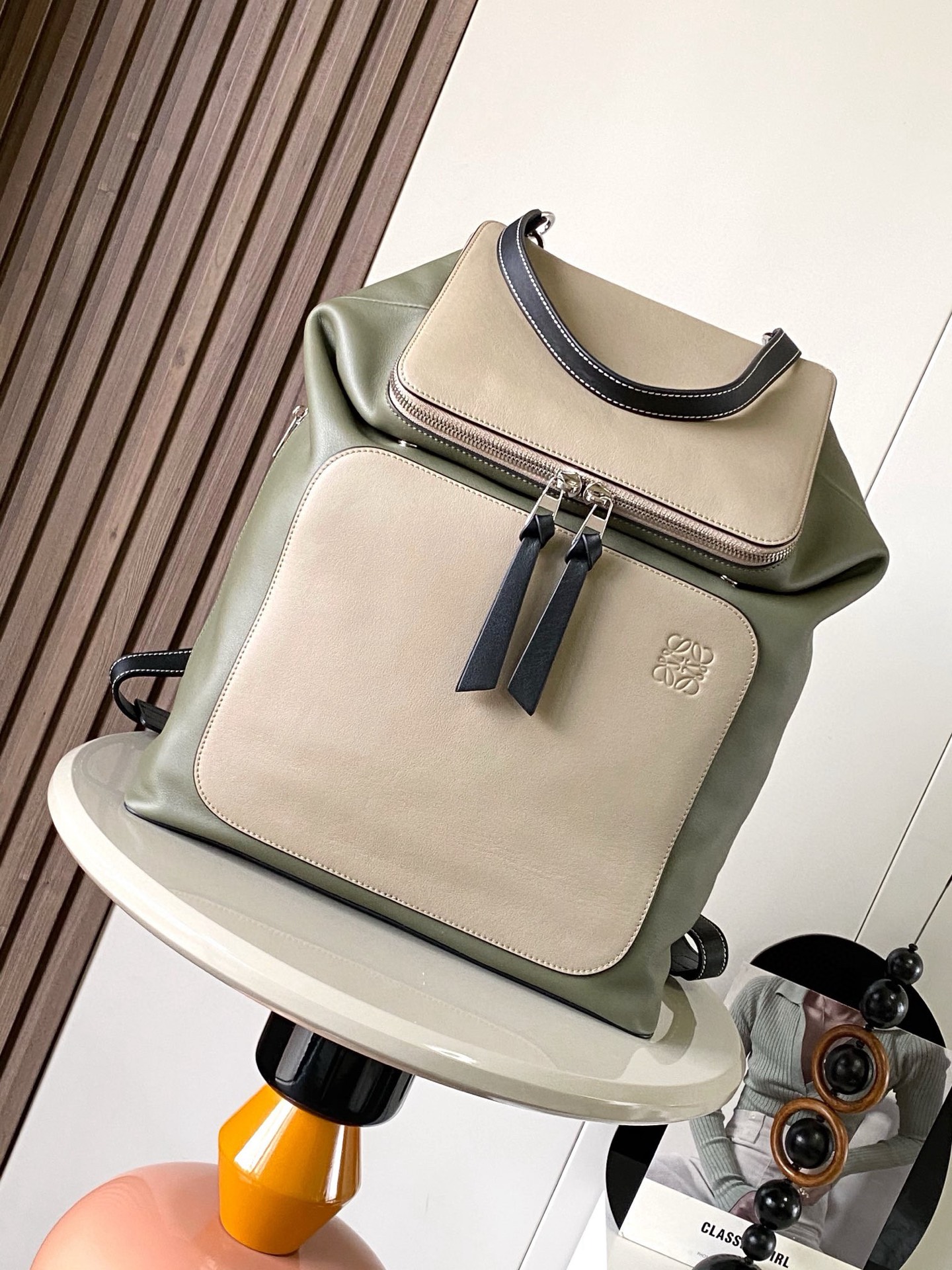 Loewe Goya Small Leather Backpack in Brown