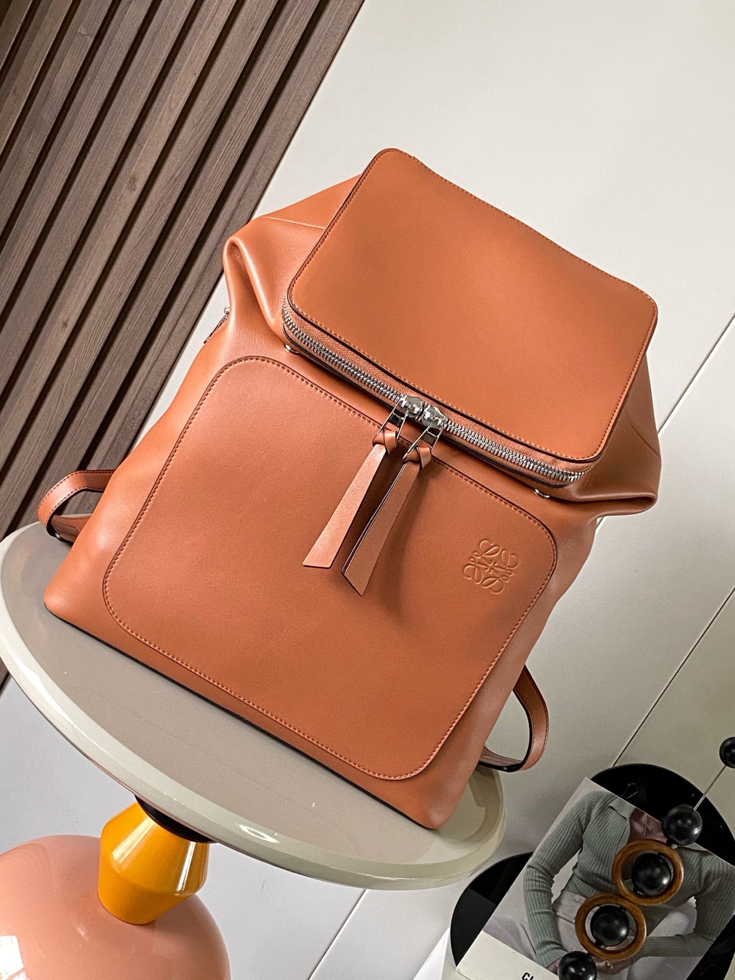 Loewe Goya Small Leather Backpack in Brown