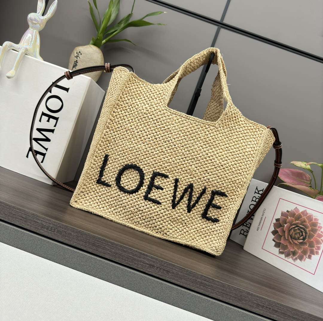 LOEWE LOEWE x Paula’s Ibiza Large Logo Raffia Tote Bag |
