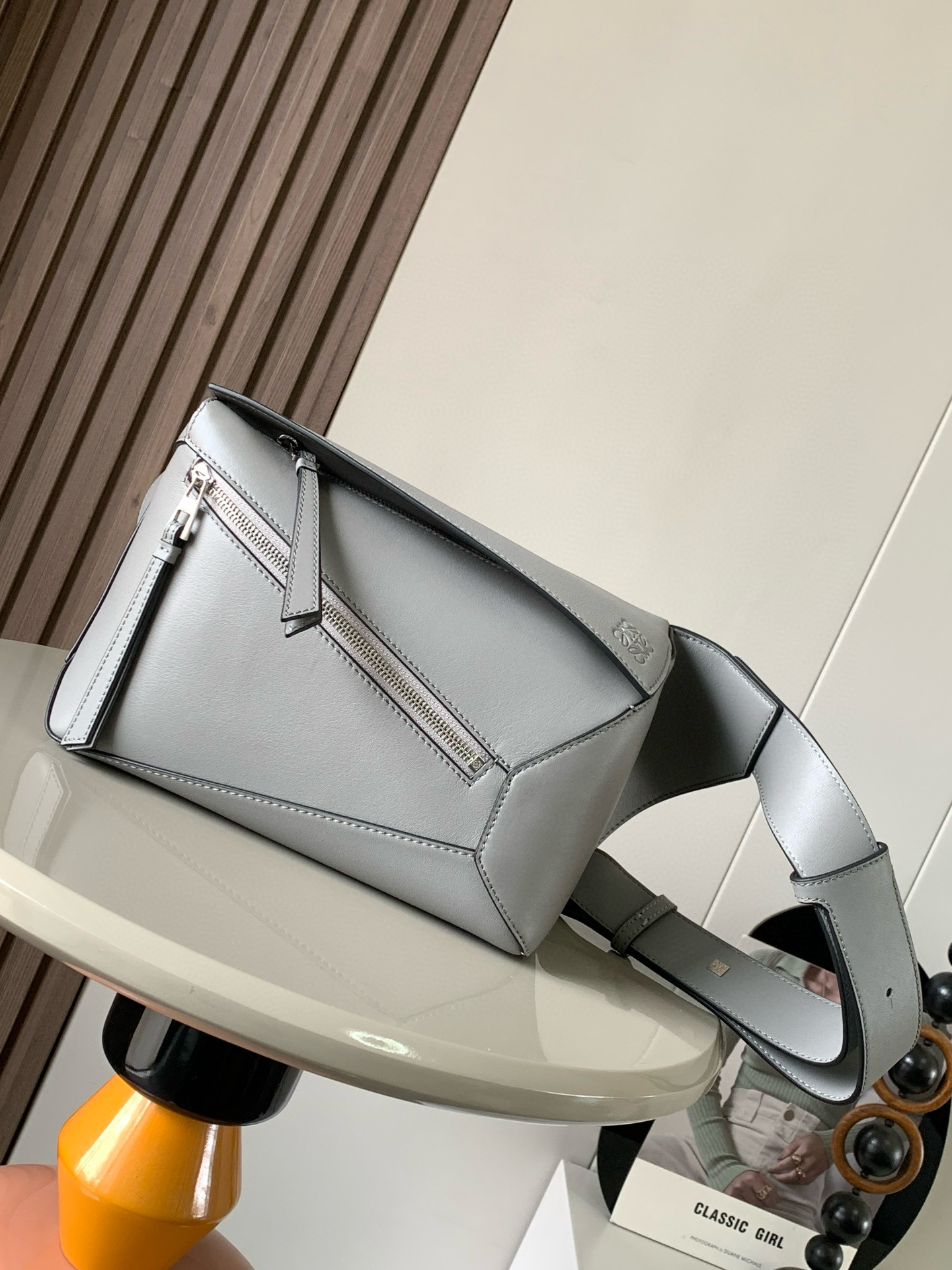 Loewe Mini Leather Puzzle Edge Belt Bag – Grey