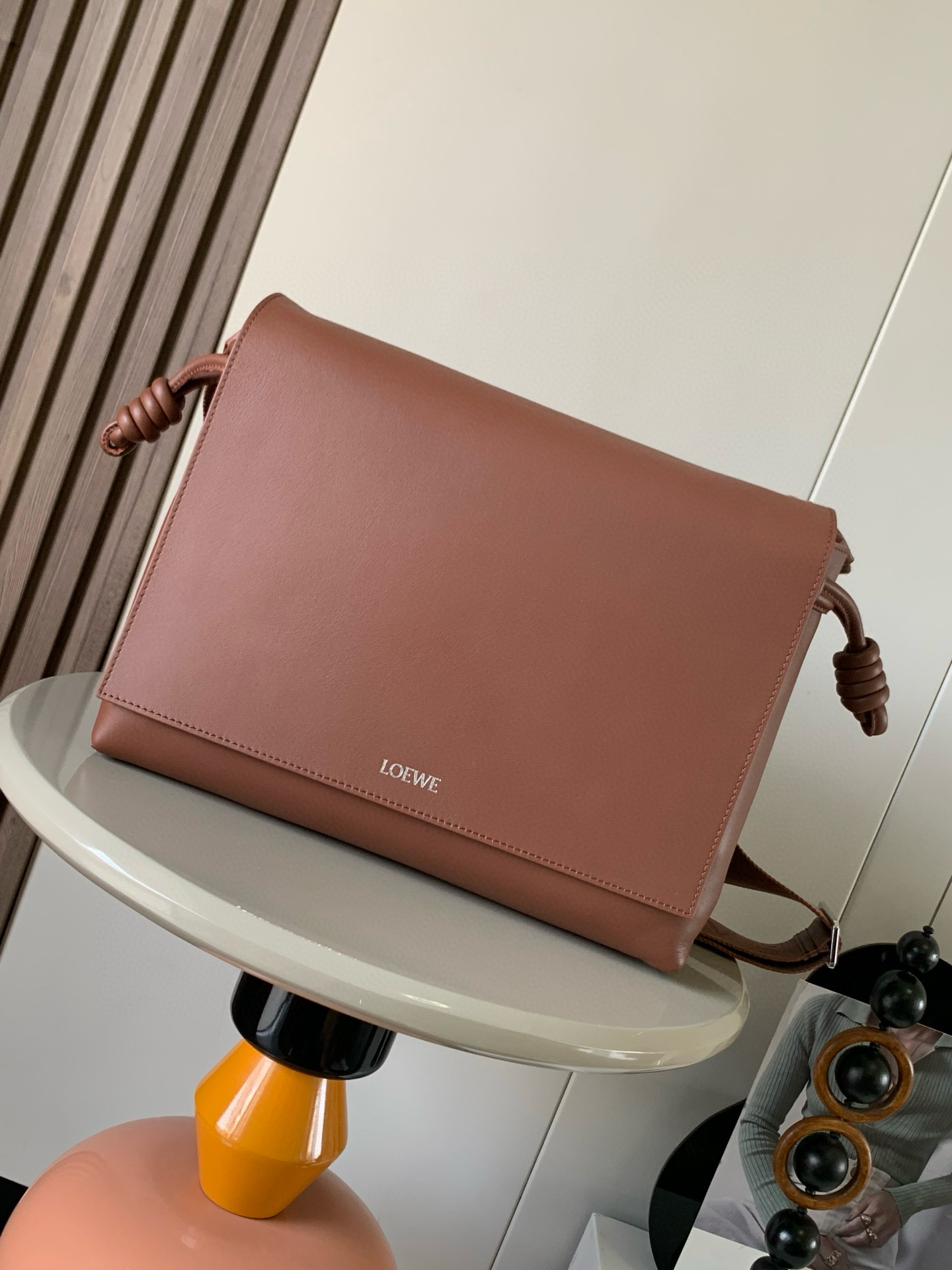 eBay LOEWE Flamenco Satchel Brownie Shiny Supple Leather Shoulder Bag New |
