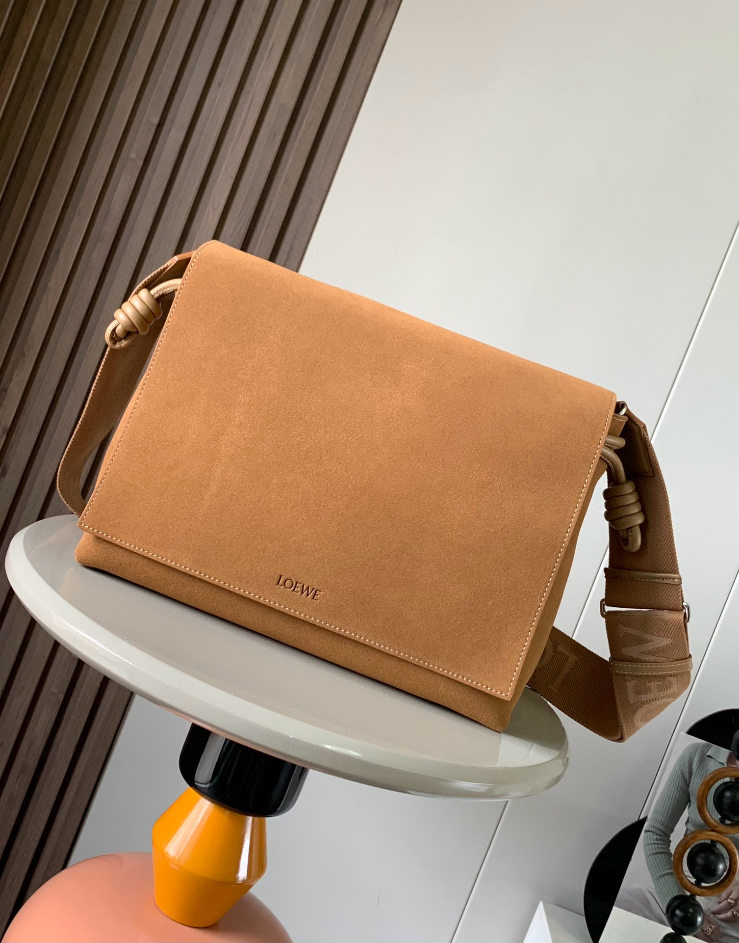 Loewe Flamenco satchel in suede calfskin Brown – LOEWE