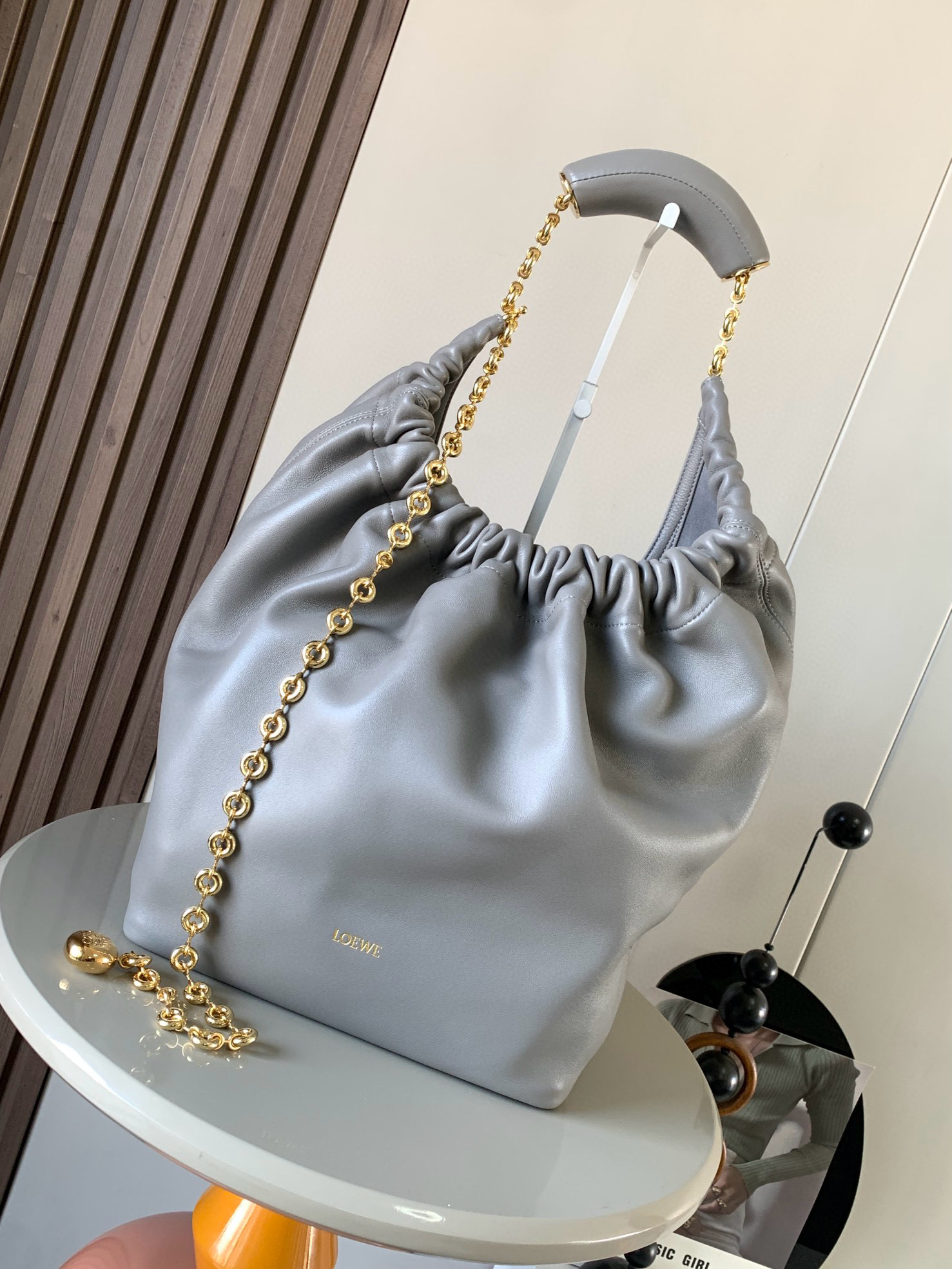 Loewe Small Squeeze bag in mellow nappa lambskin Grey – LOEWE