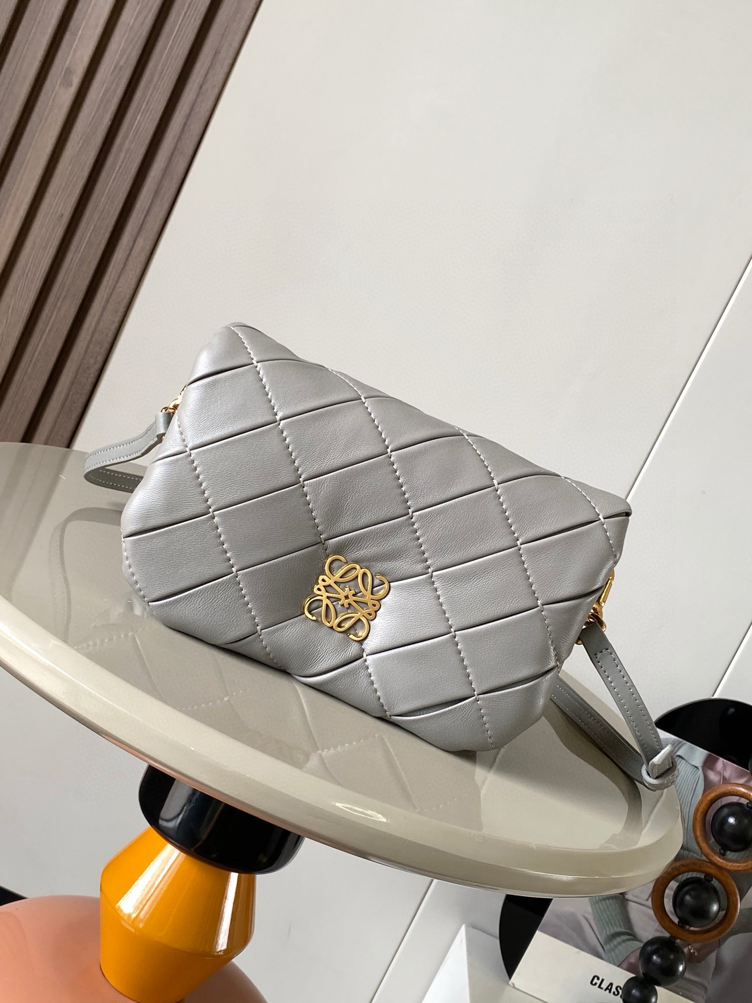Loewe Puffer Goya mini pleated leather shoulder bag | selfridges gray