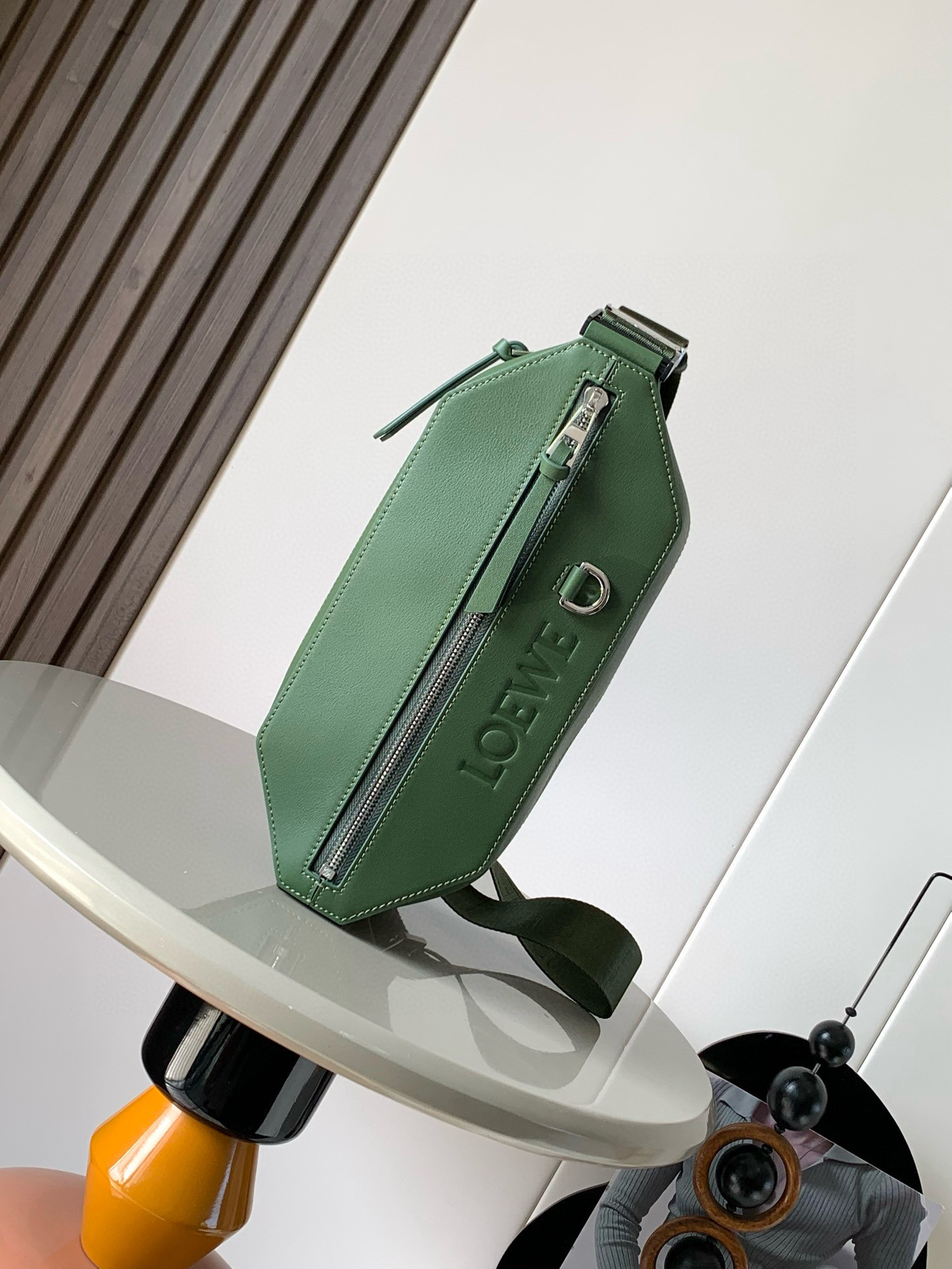 Loewe Leather Convertible Sling Cross-body Bag in Green for