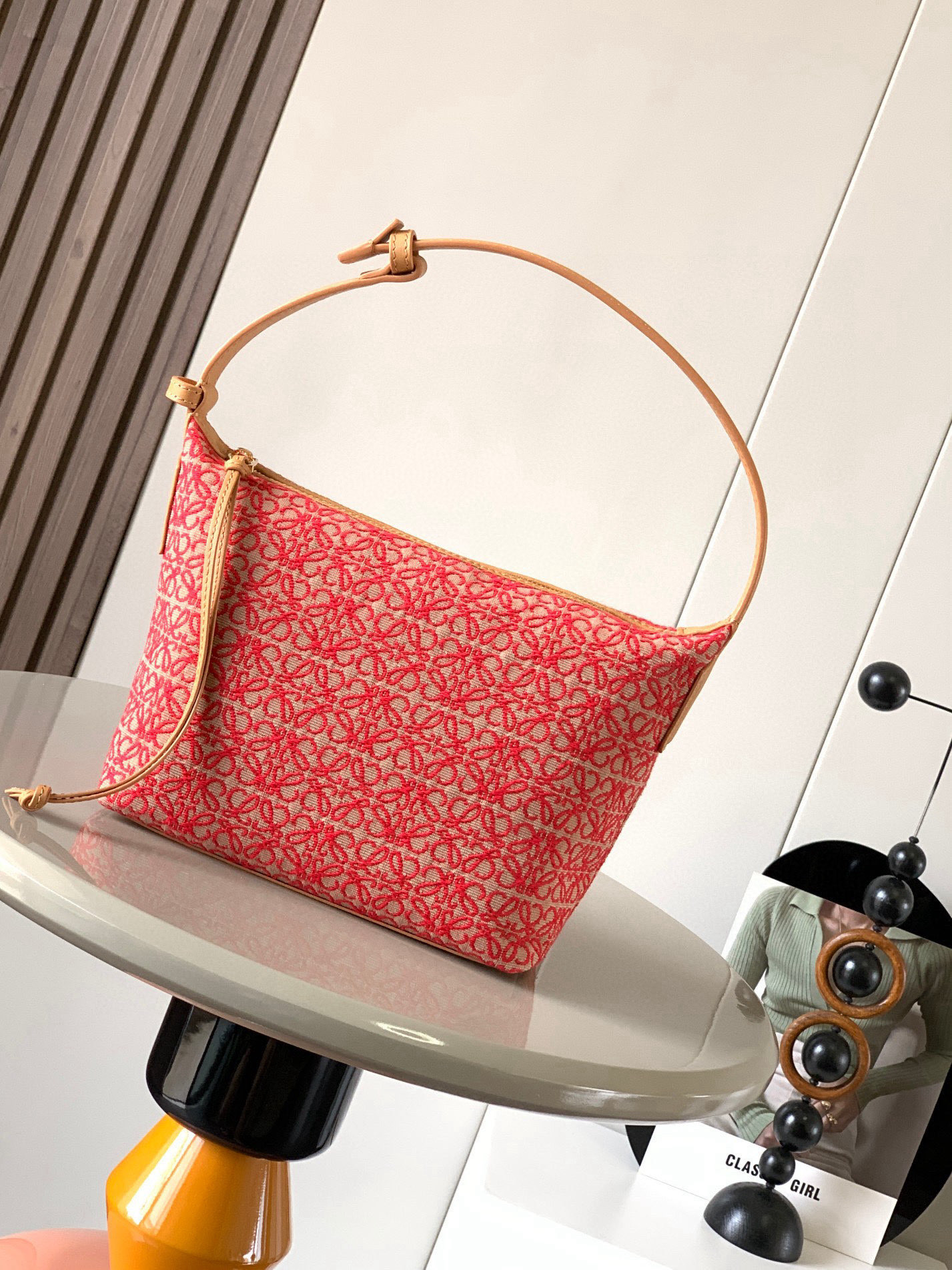 Loewe LOEWE Bag Cubby Small Red x Beige Brown Bicolor